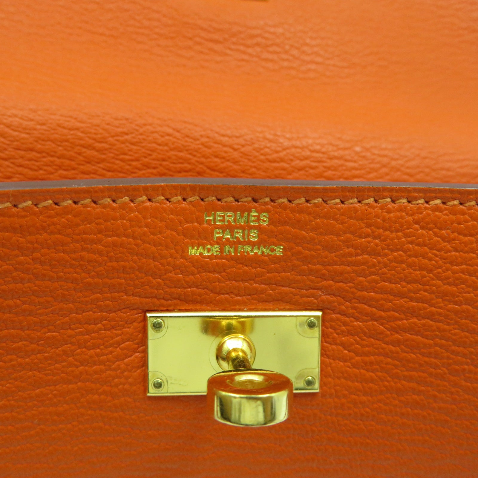 HERMES 【激減優惠】Chevre皮革Kelly Wallet金扣長錢包橙色