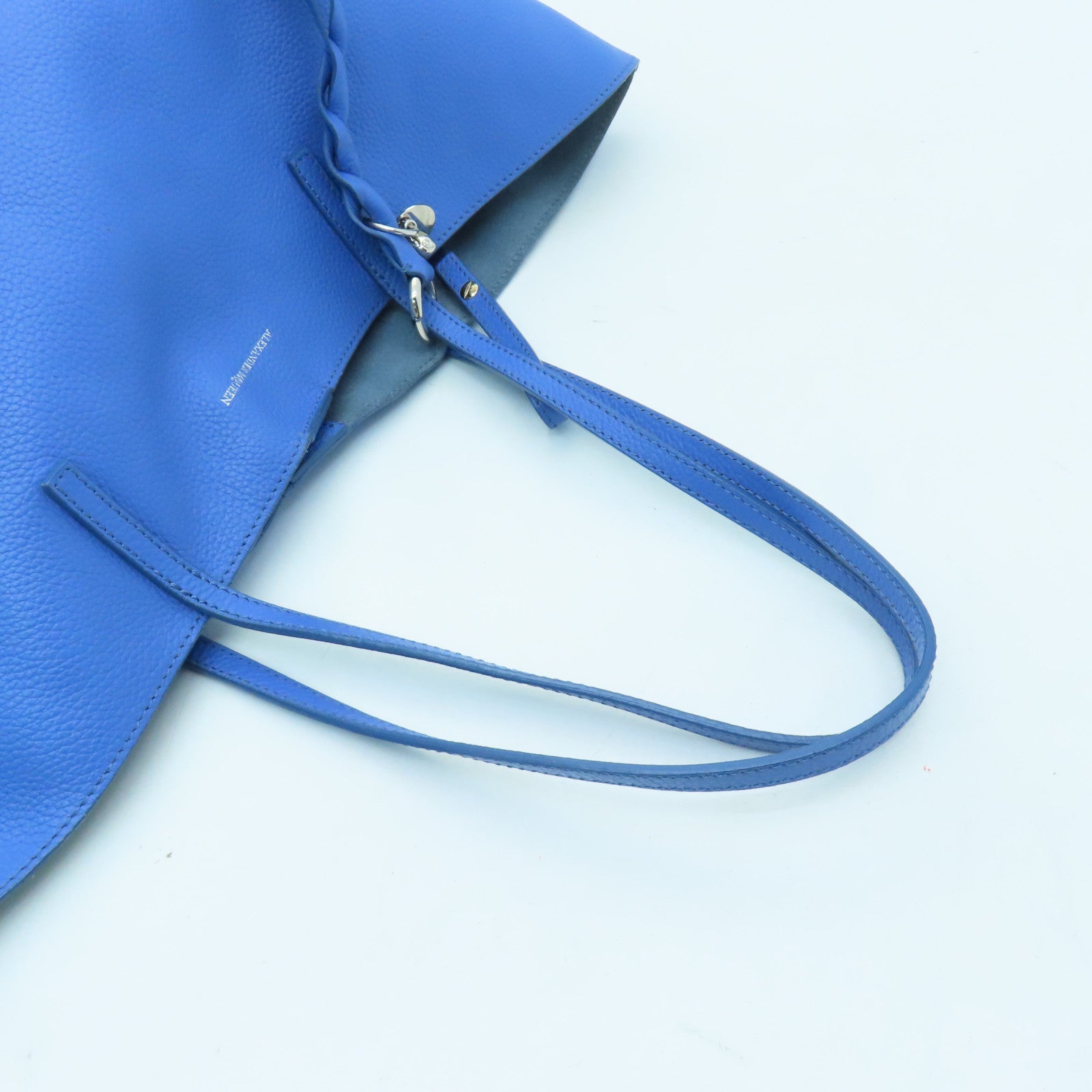 SELECTION Cowhide Leather Shoulder Bag Silver Buckle Blue