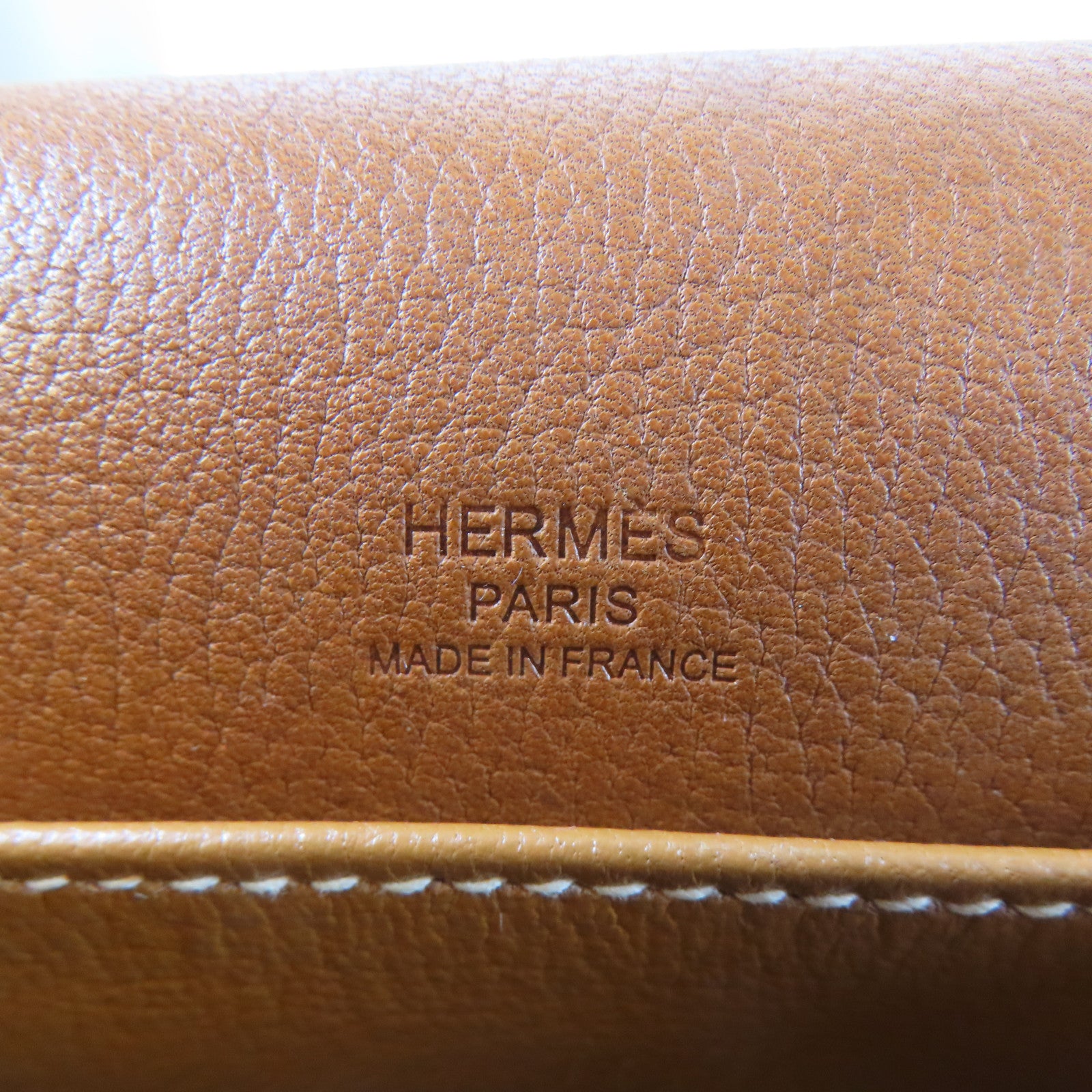 HERMES Evercolor皮革Mini Roulis銀扣肩背袋金色/經典駝色