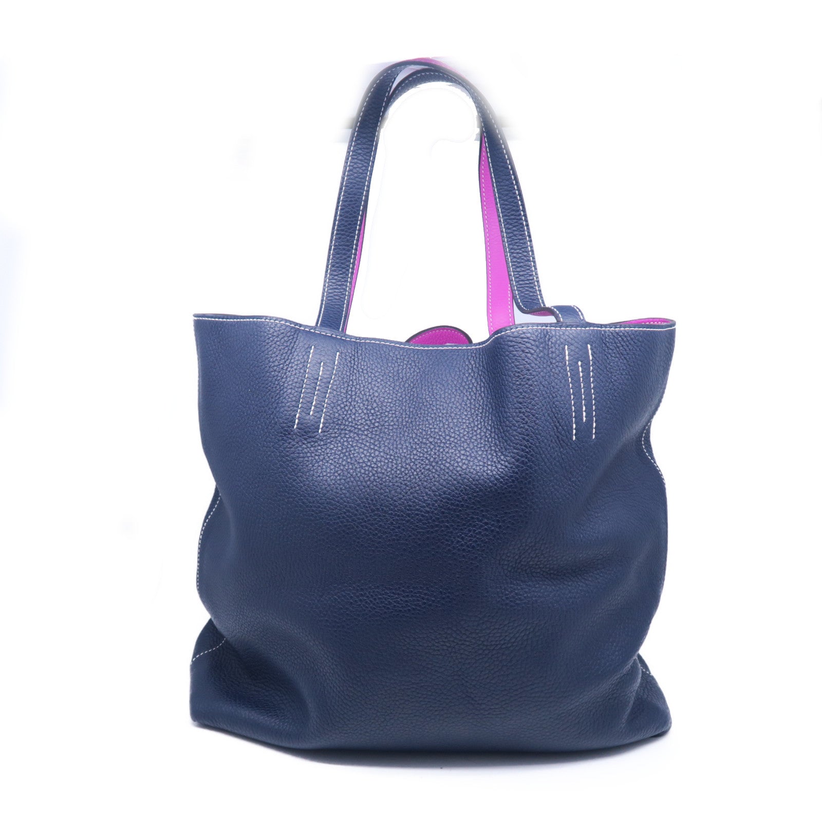 HERMES Taurillon Clemence皮革Double Sens手挽袋藍色/紫色