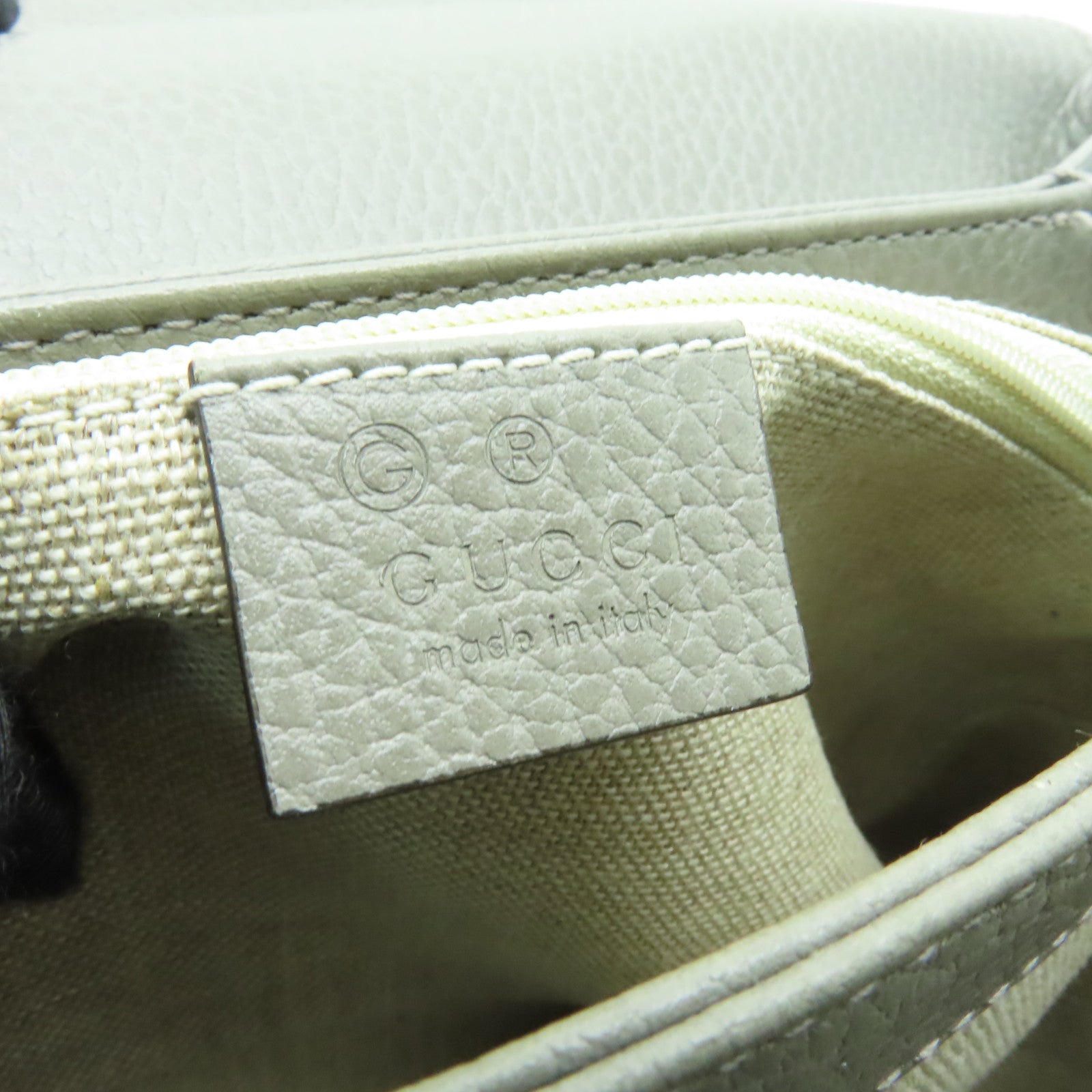 GUCCI 牛皮皮革Shoulder Bag銀扣鏈帶肩背袋灰色