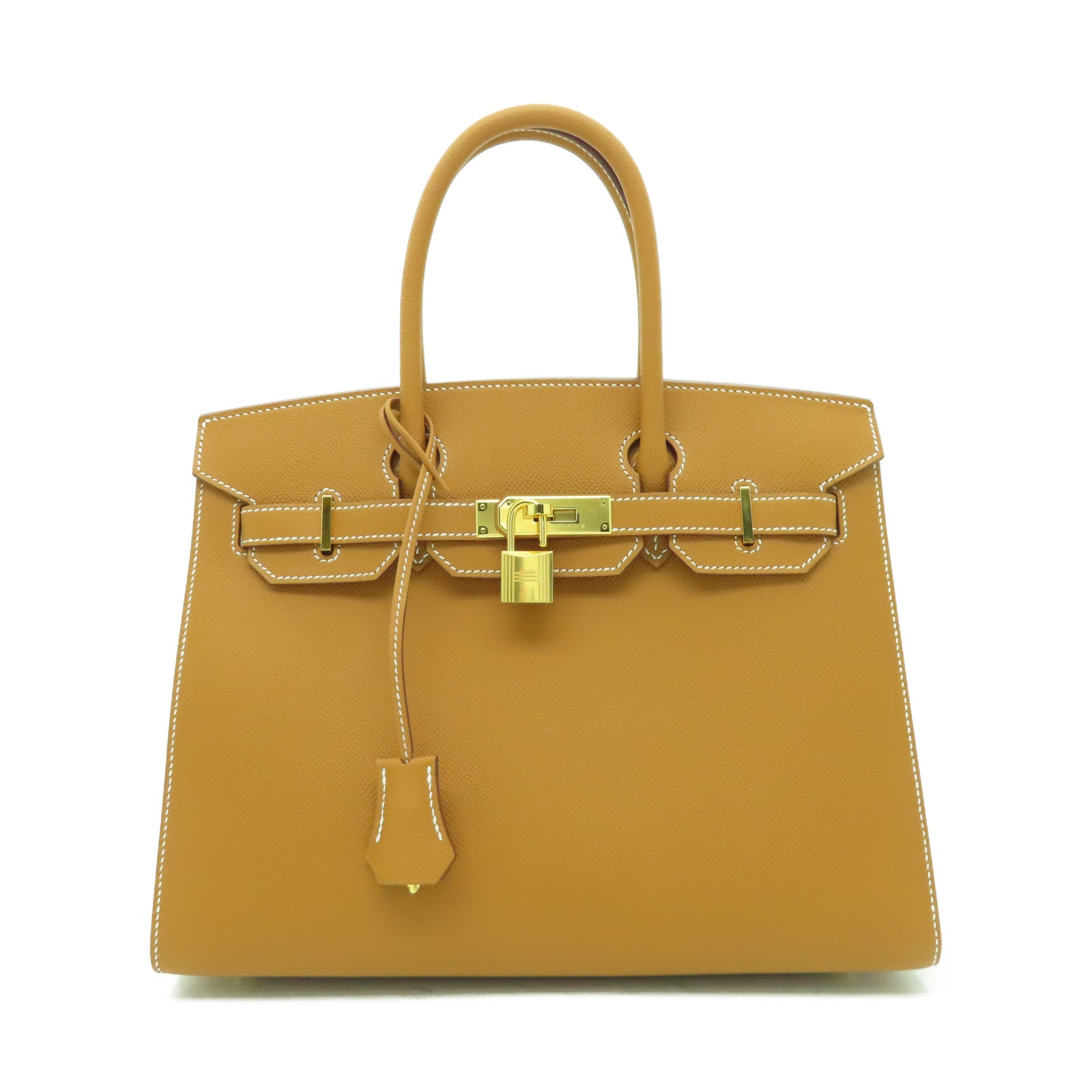 HERMES Veau Epsom皮革Birkin 30金扣手挽袋金色經典駝色