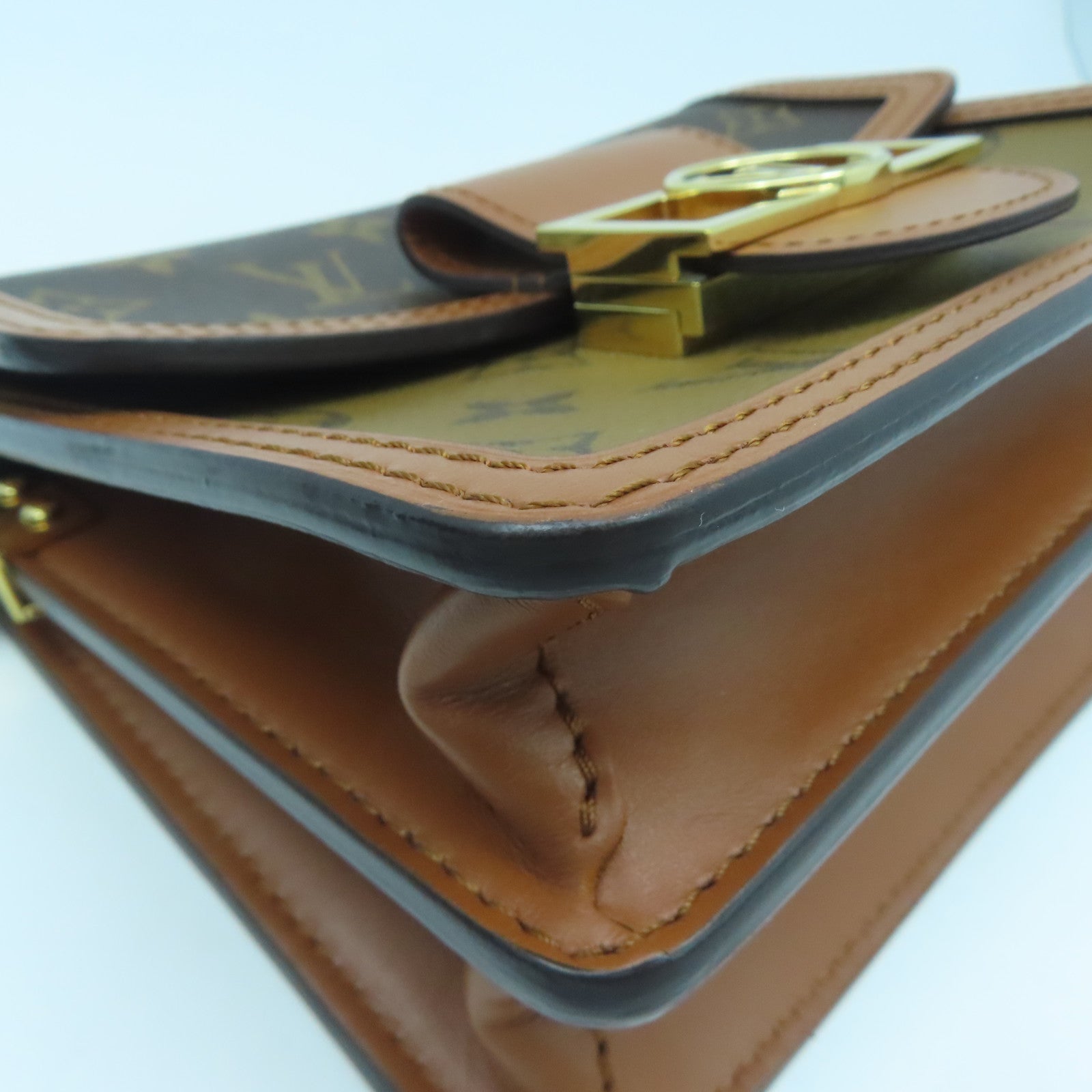 LOUIS VUITTON Monogram Mini Pauphine Gold Buckle Shoulder Bag Brown