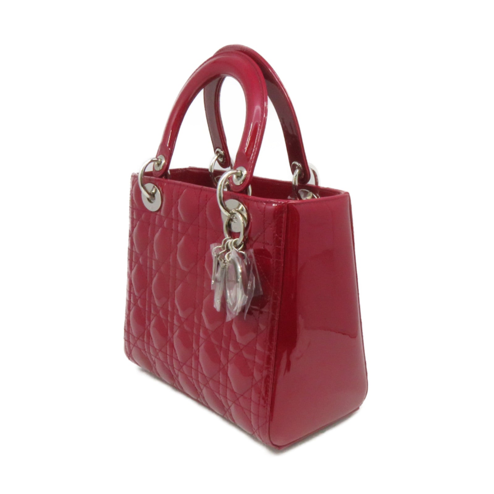 Dior 【激減優惠】漆皮皮革Lady Dior 2Way Shoulder Bag手挽肩背兩用袋酒紅色
