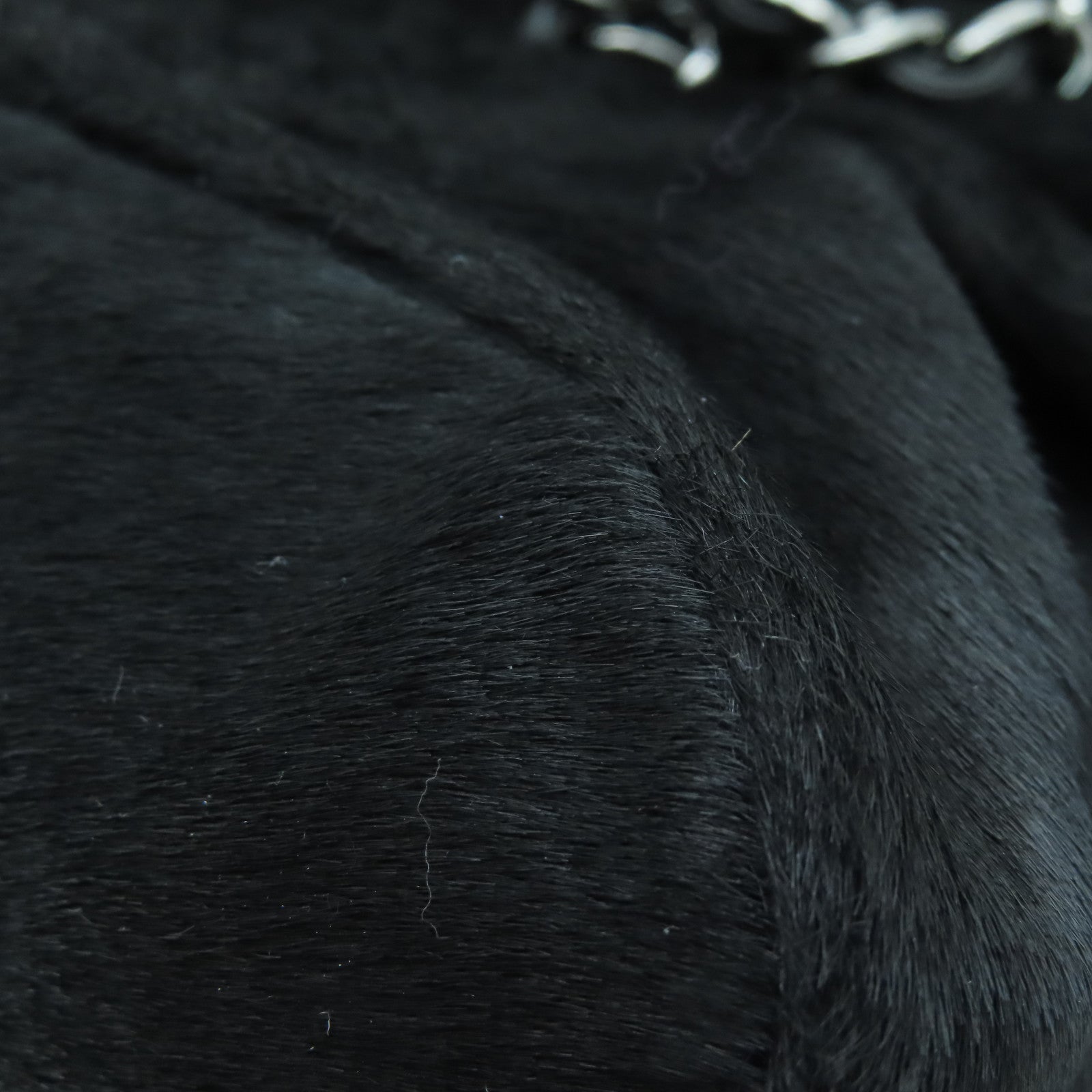 CHANEL 【激减优惠】马毛Chain Shoulder银扣链带肩背袋黑色