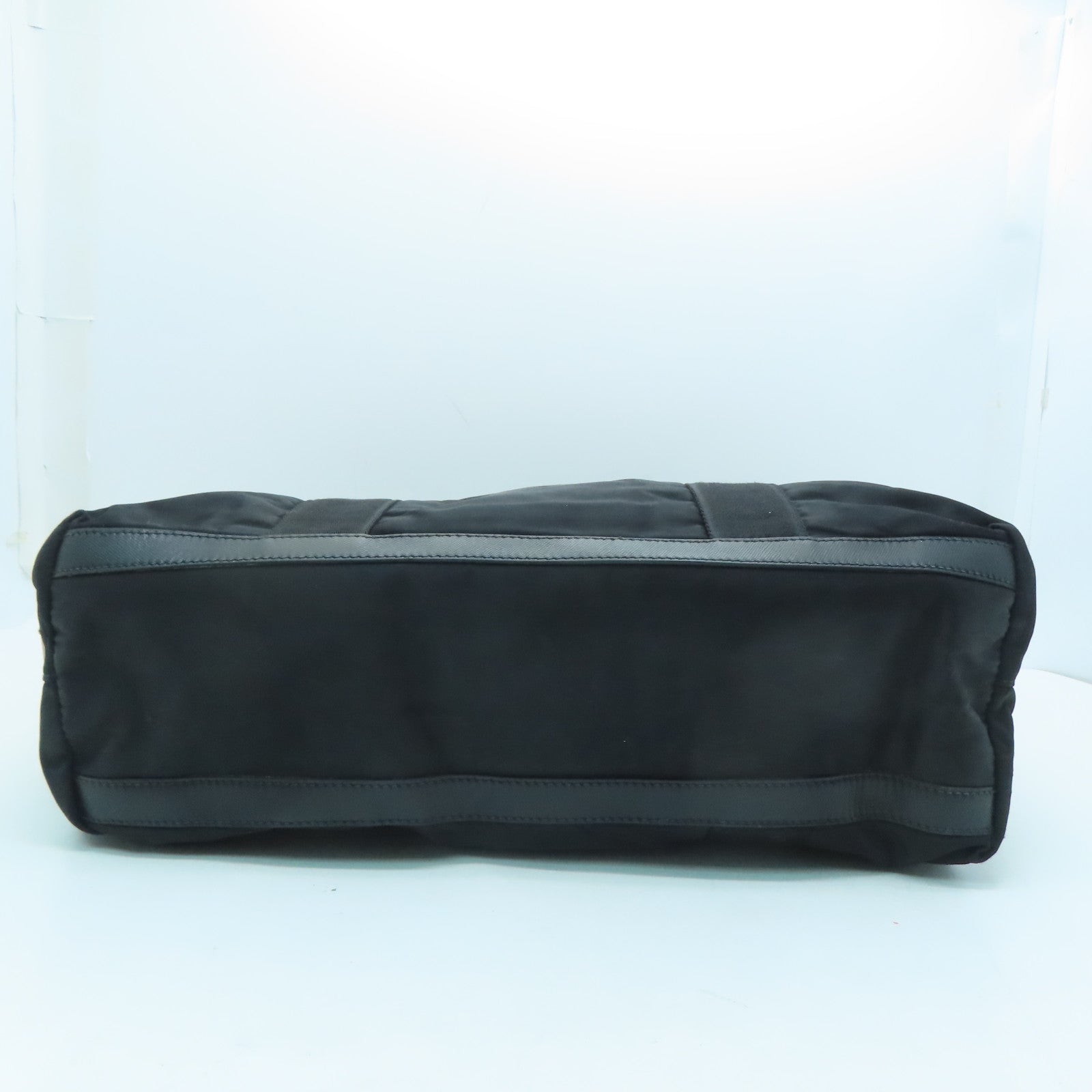 PRADA Nylon Tote Bag Silver Buckle Hand Bag Black
