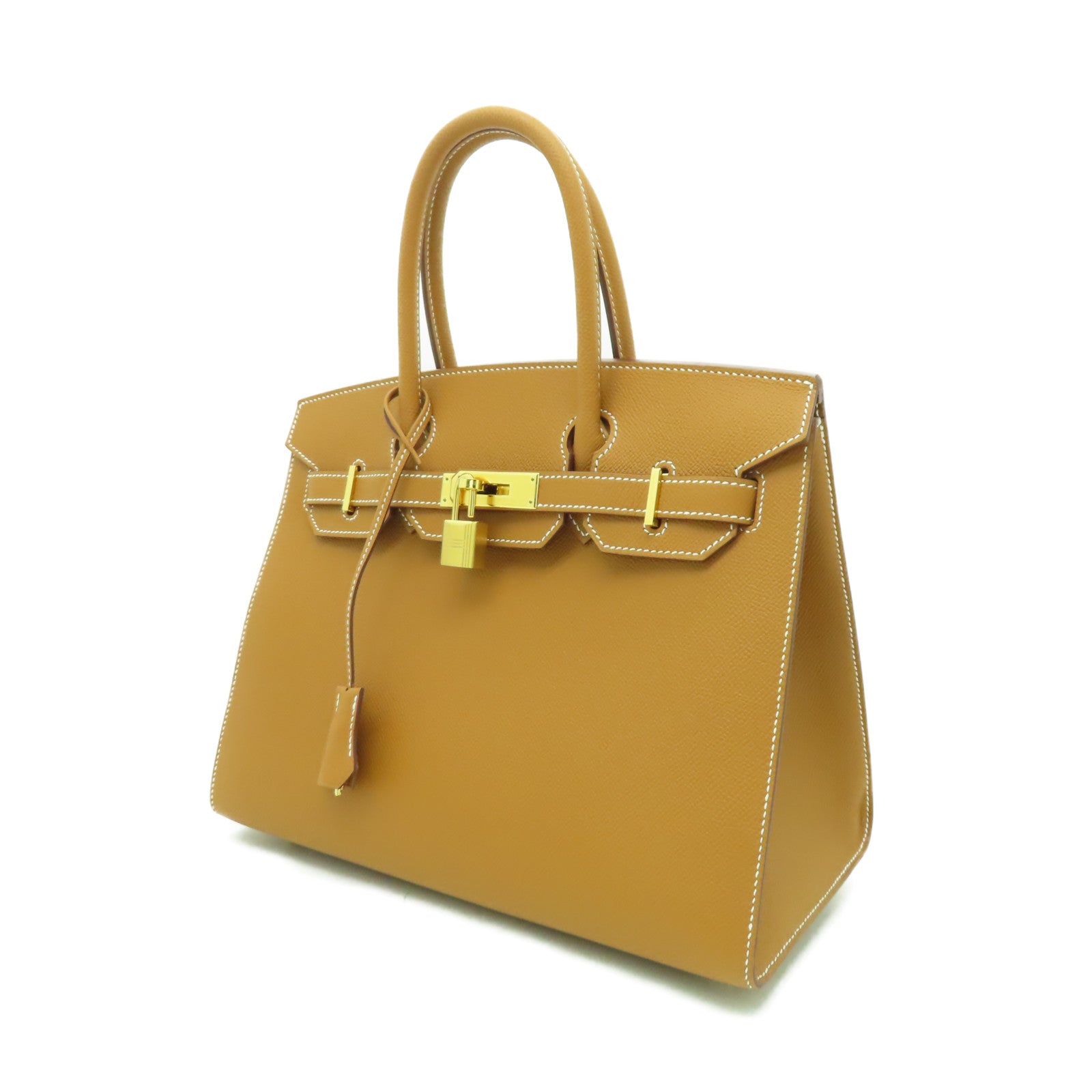 HERMES Veau Epsom皮革Birkin 30金扣手挽袋金色經典駝色