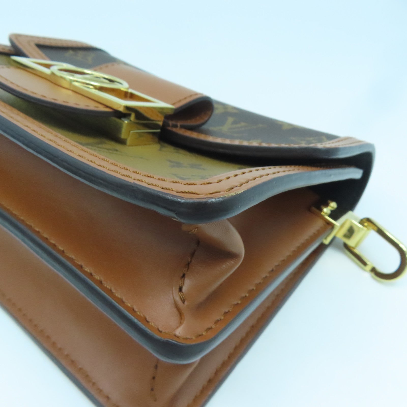 LOUIS VUITTON Monogram Mini Pauphine Gold Buckle Shoulder Bag Brown