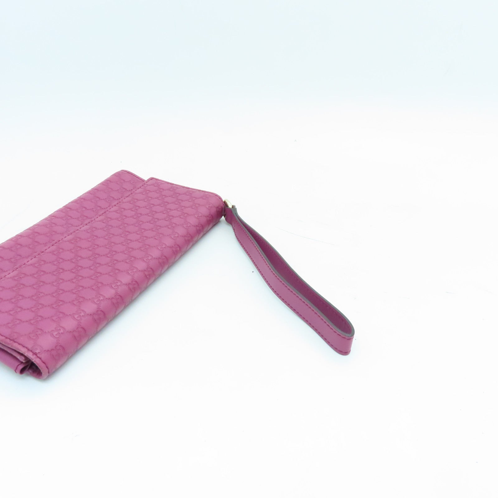 GUCCI Cowhide Leather Pouch With Handle Silver Buckle Clutch Pink