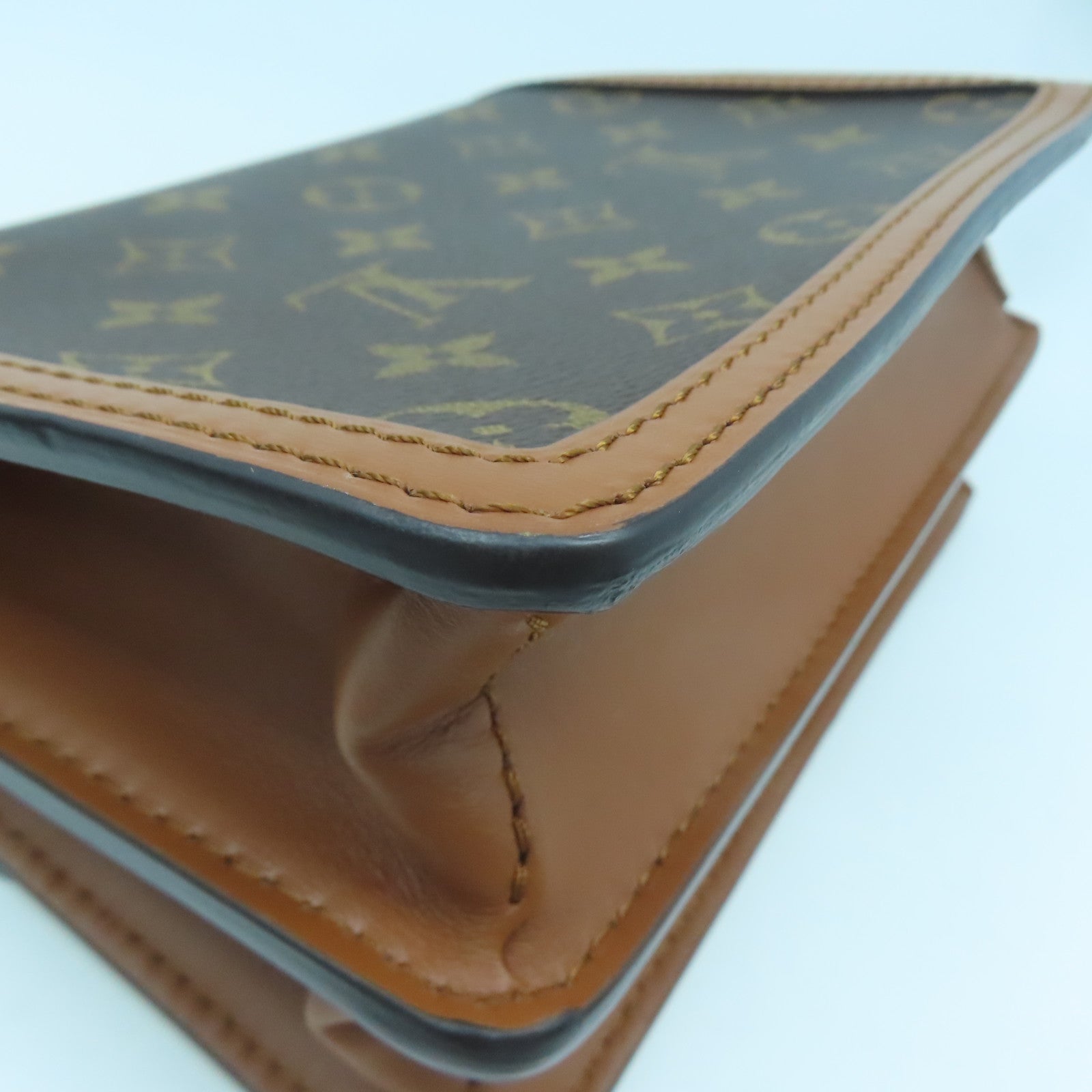 LOUIS VUITTON Monogram Mini Pauphine Gold Buckle Shoulder Bag Brown