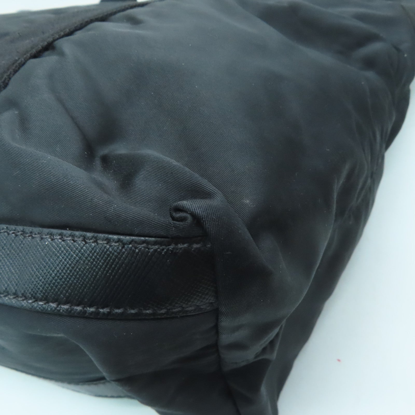 PRADA Nylon Tote Bag Silver Buckle Hand Bag Black