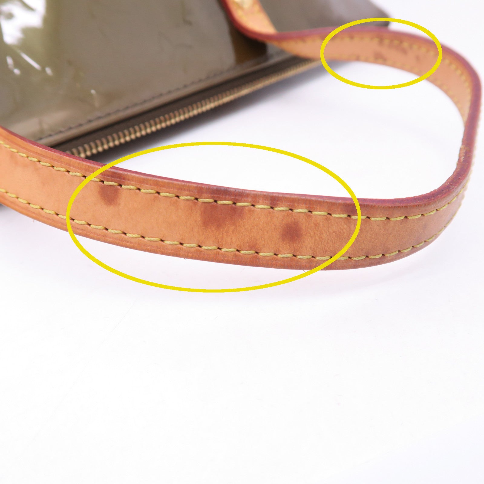 LOUIS VUITTON Vernis Bellevue PM金扣手挽袋綠色