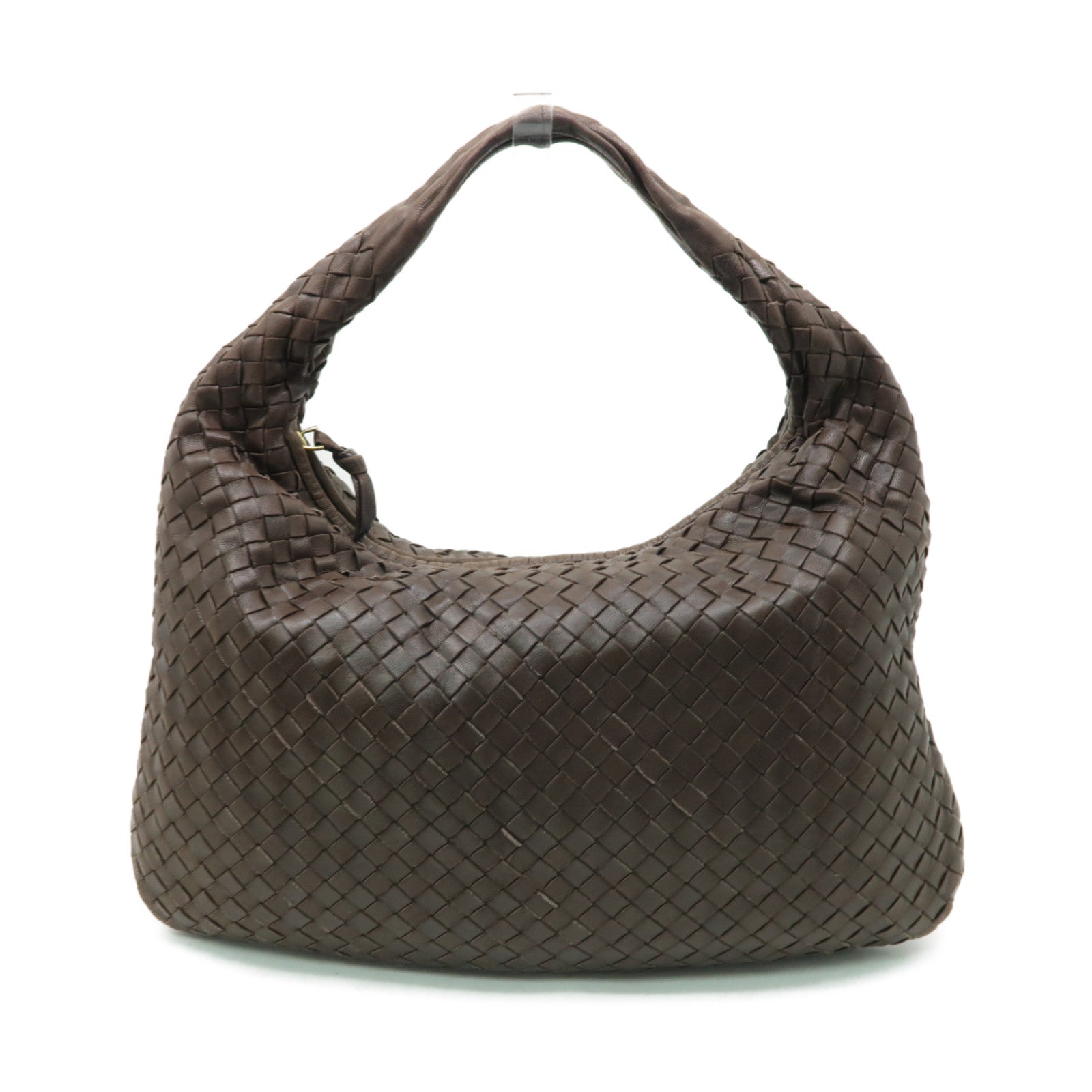 BOTTEGA VENETA 織紋皮革Shoulder Bag金扣肩背袋啡色