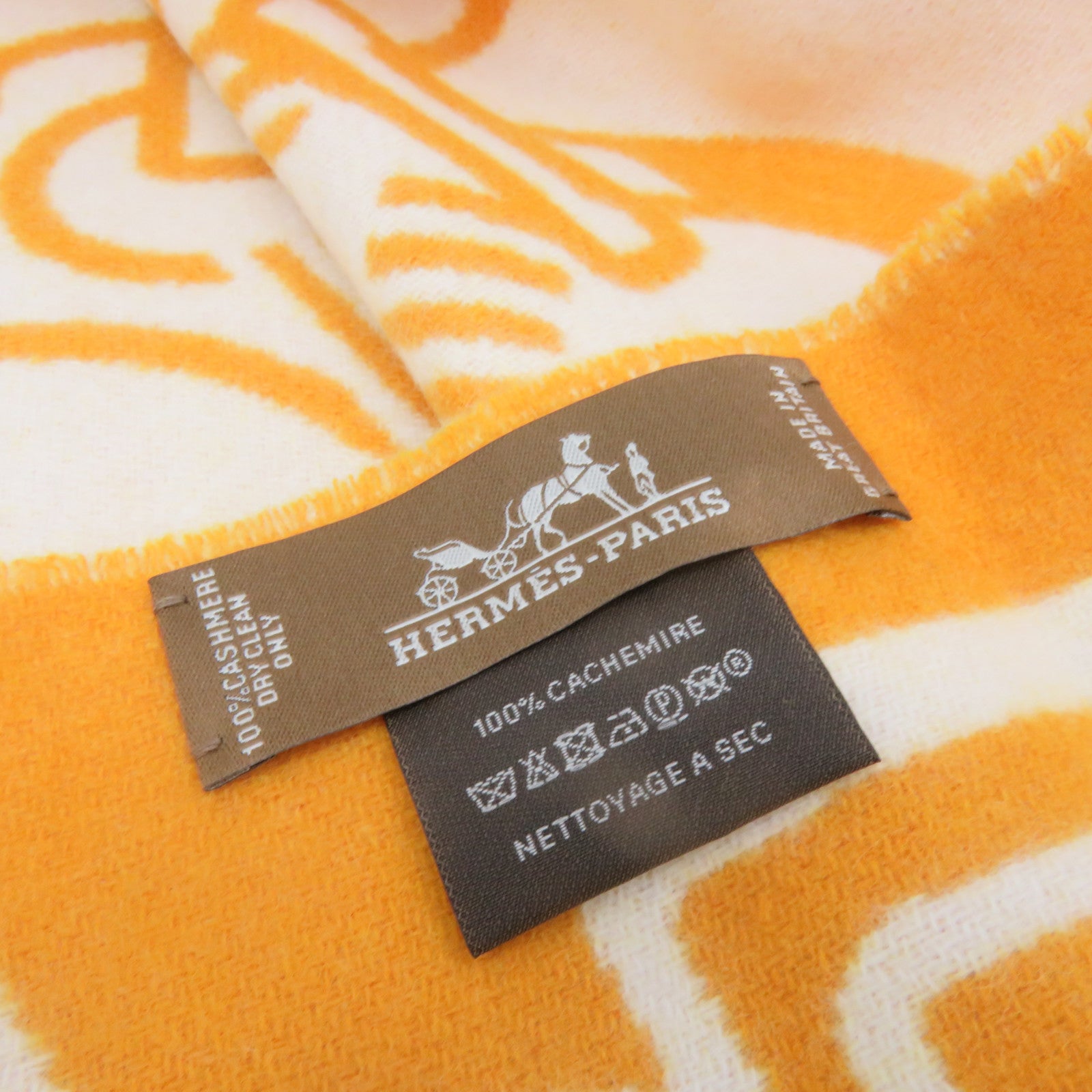 HERMES 羊毛/羊絨Scarf圍巾杏色/啡色