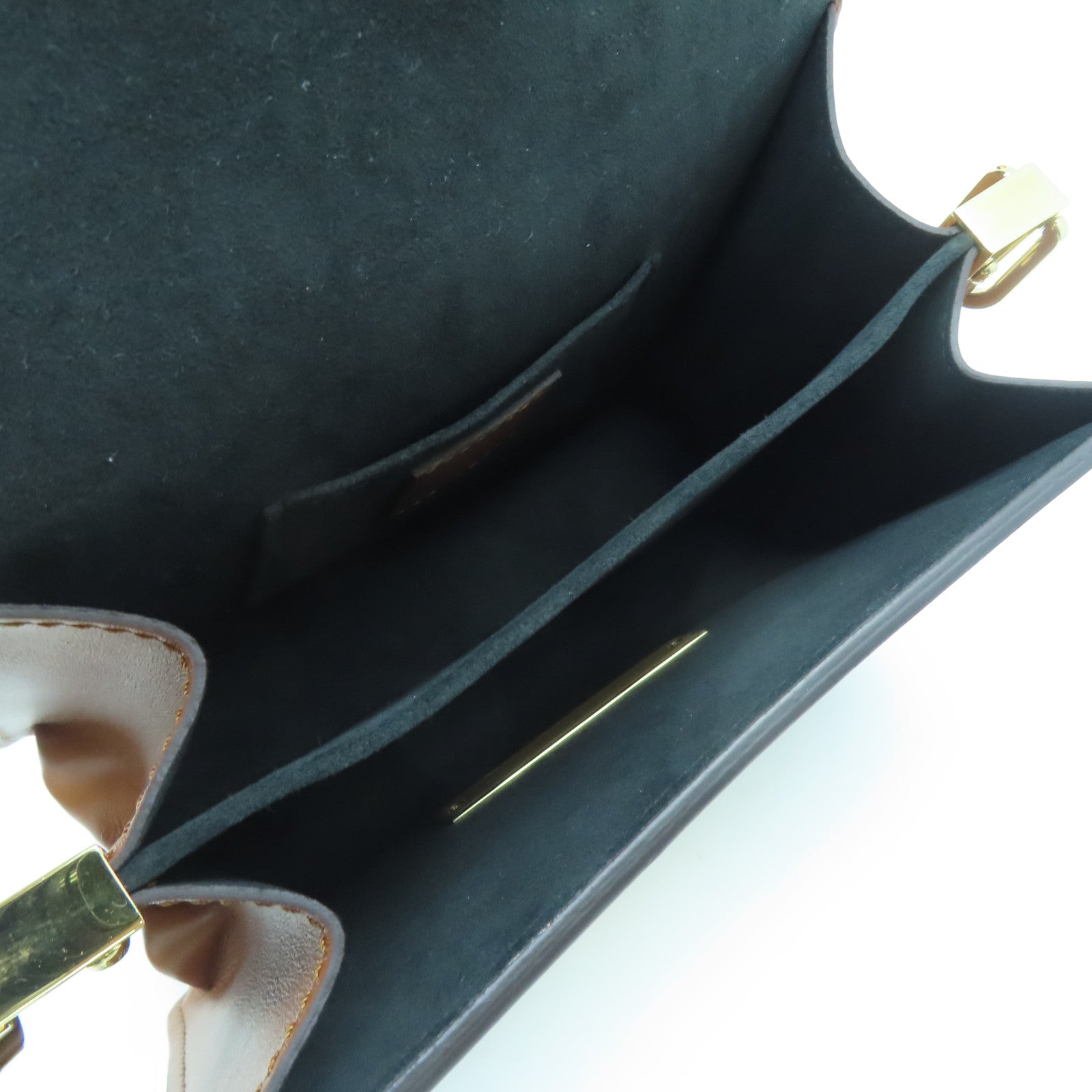 LOUIS VUITTON Monogram Mini Pauphine Gold Buckle Shoulder Bag Brown