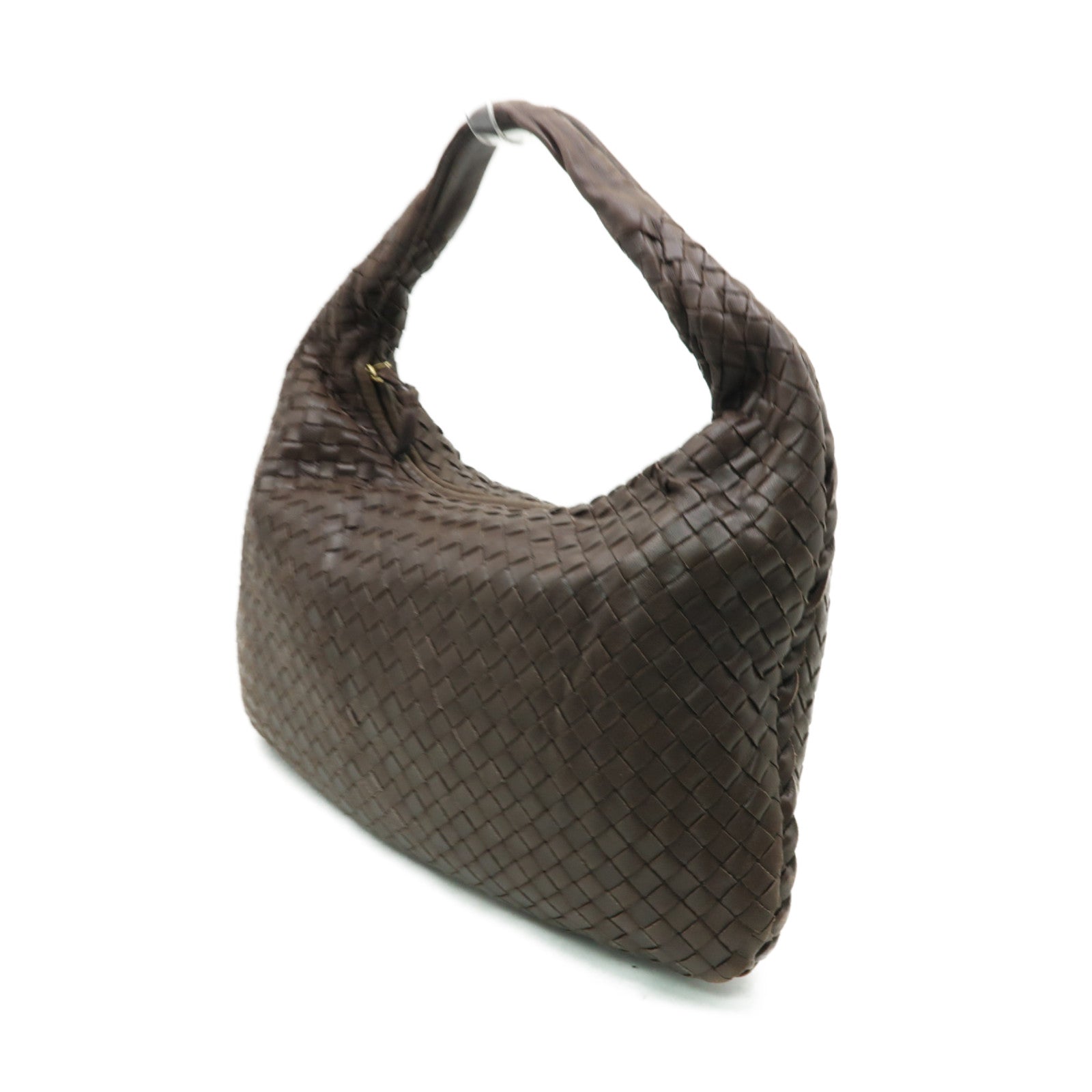 BOTTEGA VENETA 織紋皮革Shoulder Bag金扣肩背袋啡色