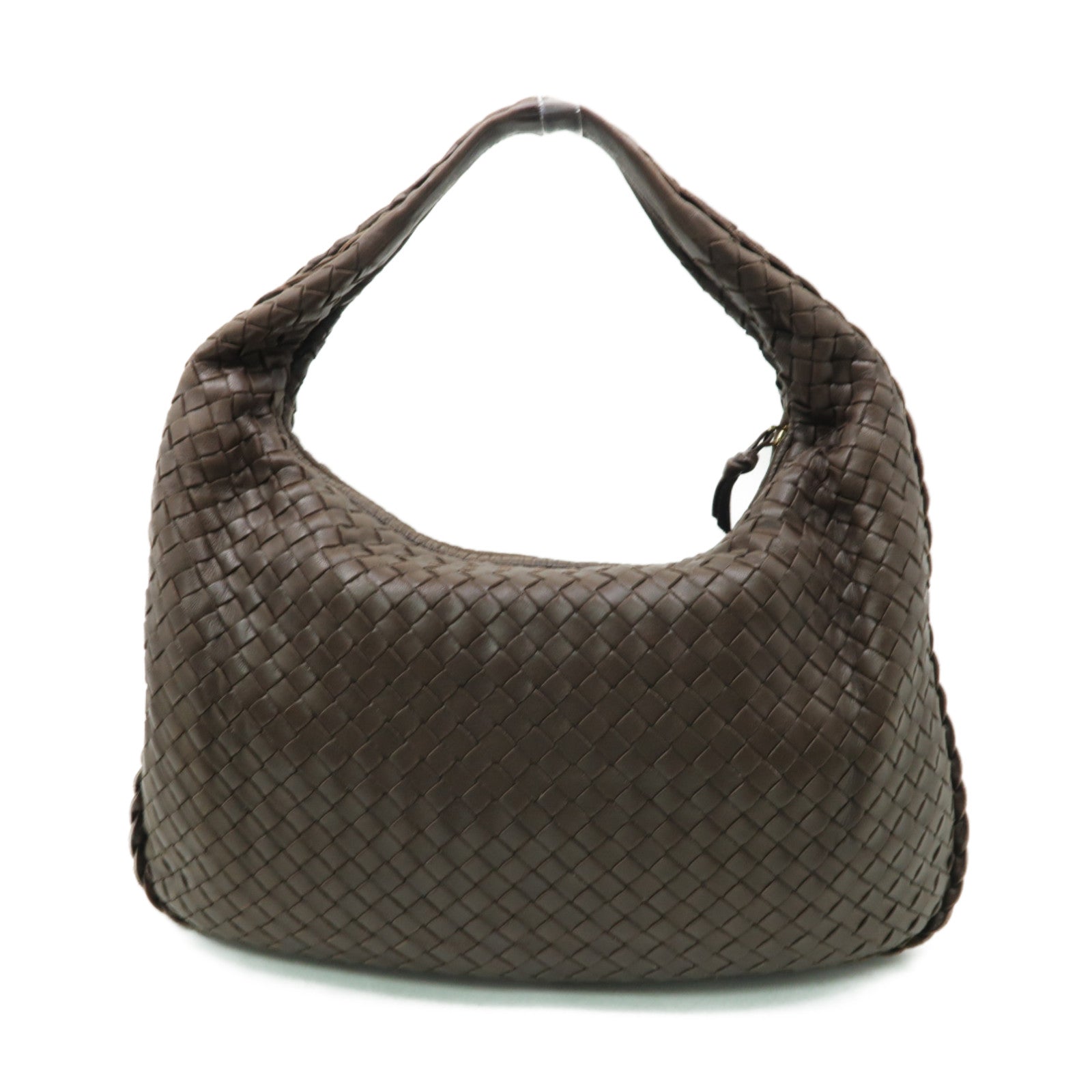 BOTTEGA VENETA 織紋皮革Shoulder Bag金扣肩背袋啡色