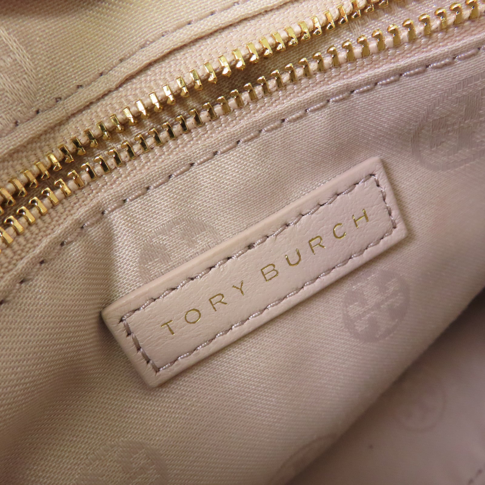 Tory Burch 牛皮皮革Chain Shoulder Bag金扣鏈帶肩背袋杏色