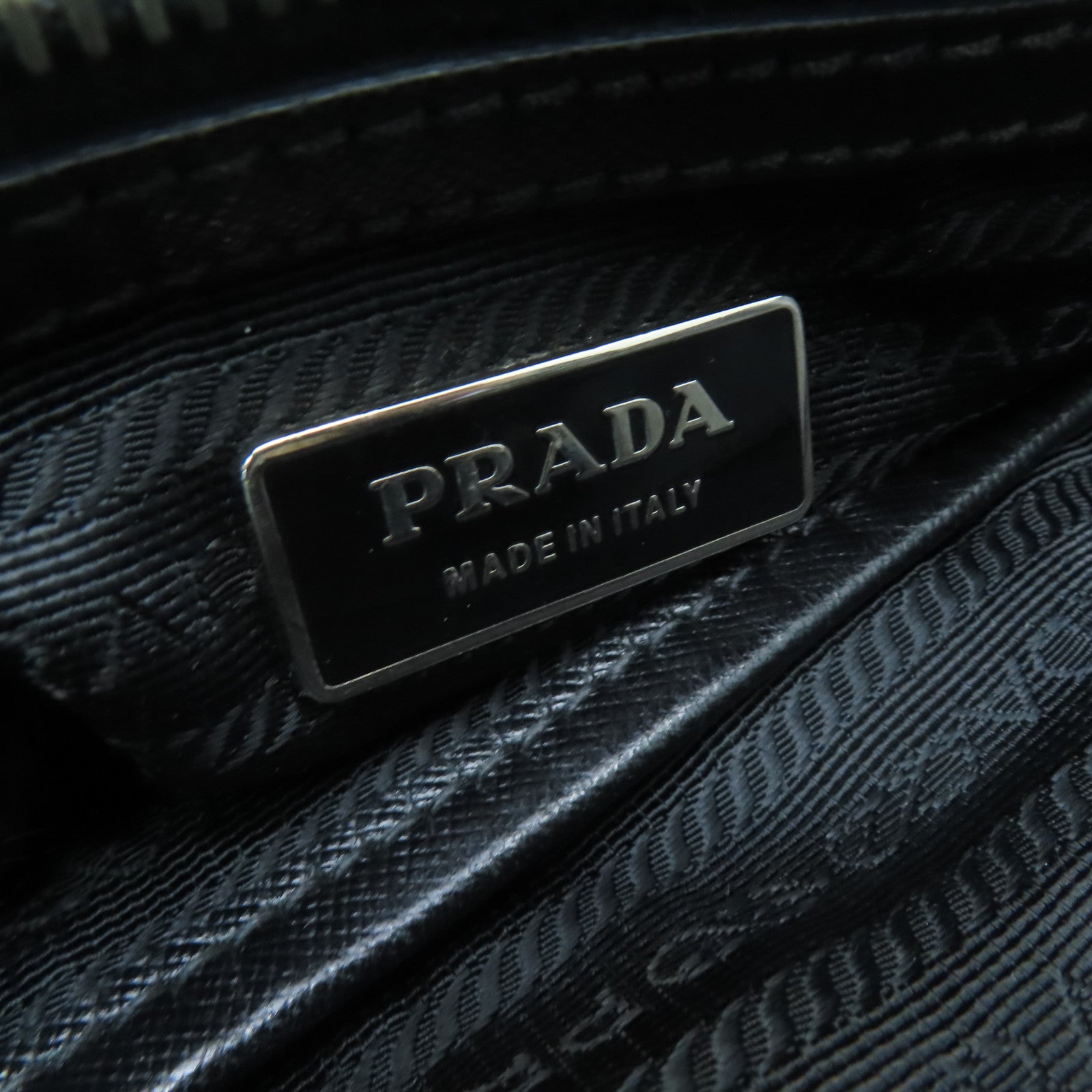 PRADA Nylon Tote Bag Silver Buckle Hand Bag Black