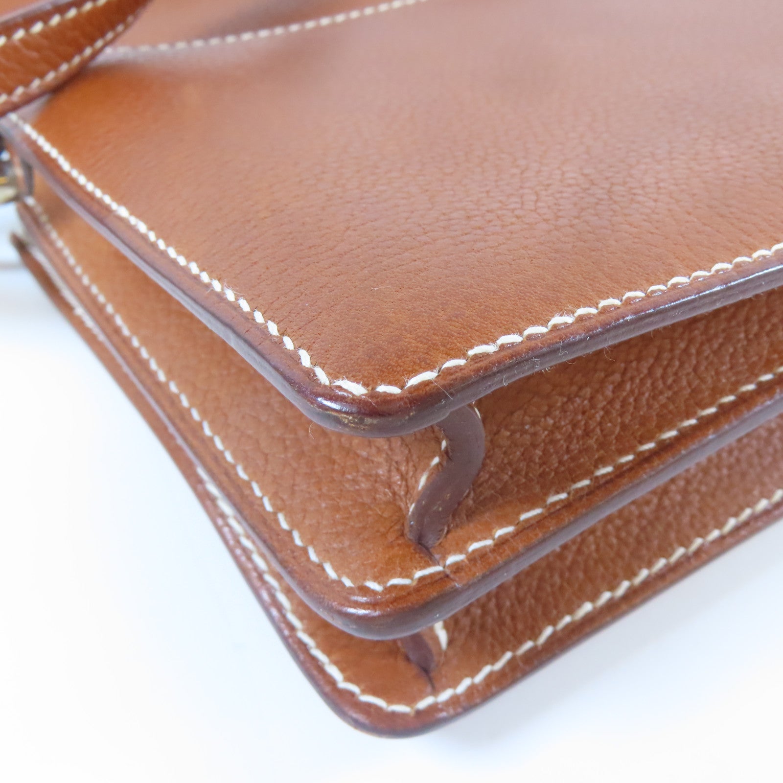 HERMES Evercolor皮革Mini Roulis銀扣肩背袋金色/經典駝色