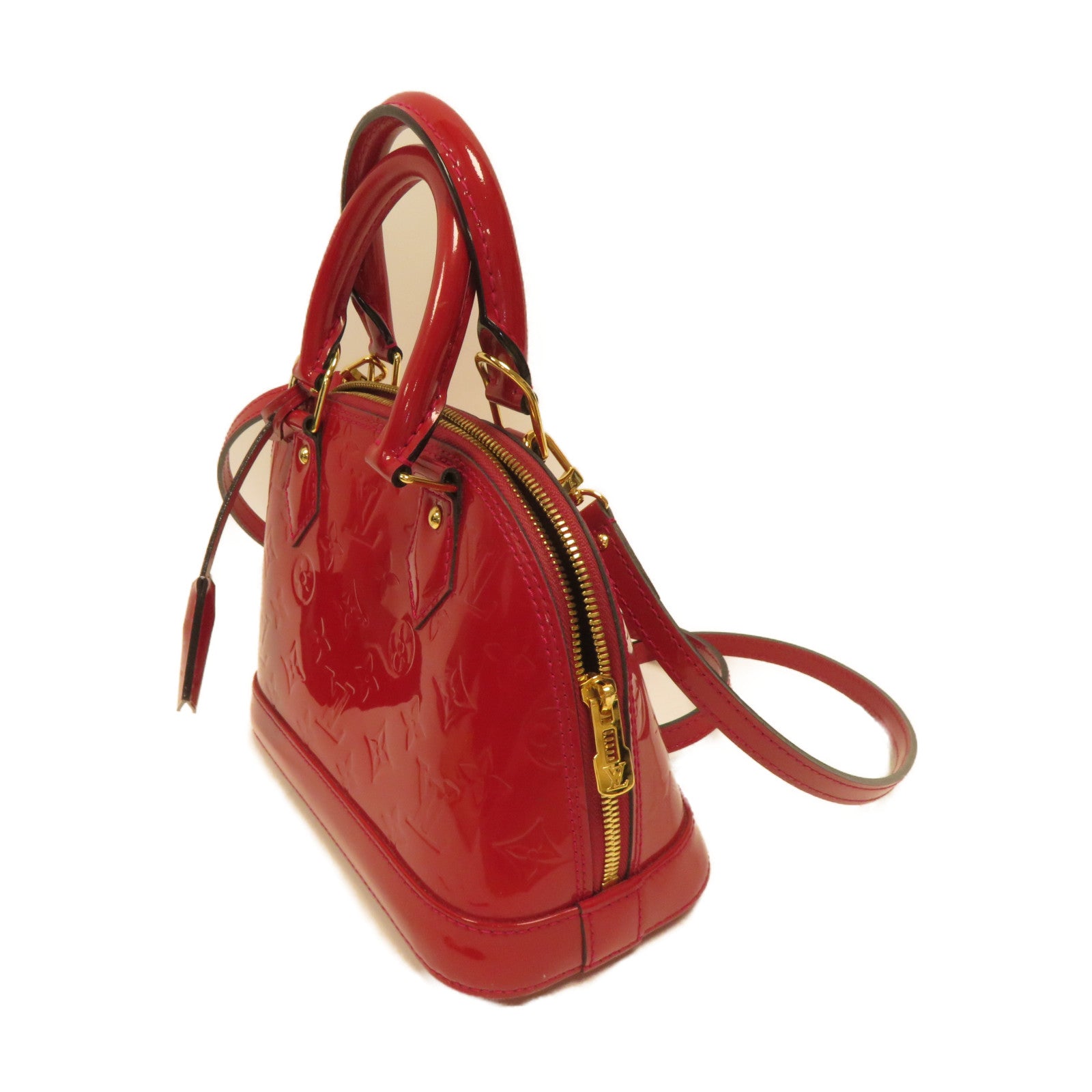 LOUIS VUITTON Monogram Vernis Alma BB金扣手挽肩背兩用袋紅色