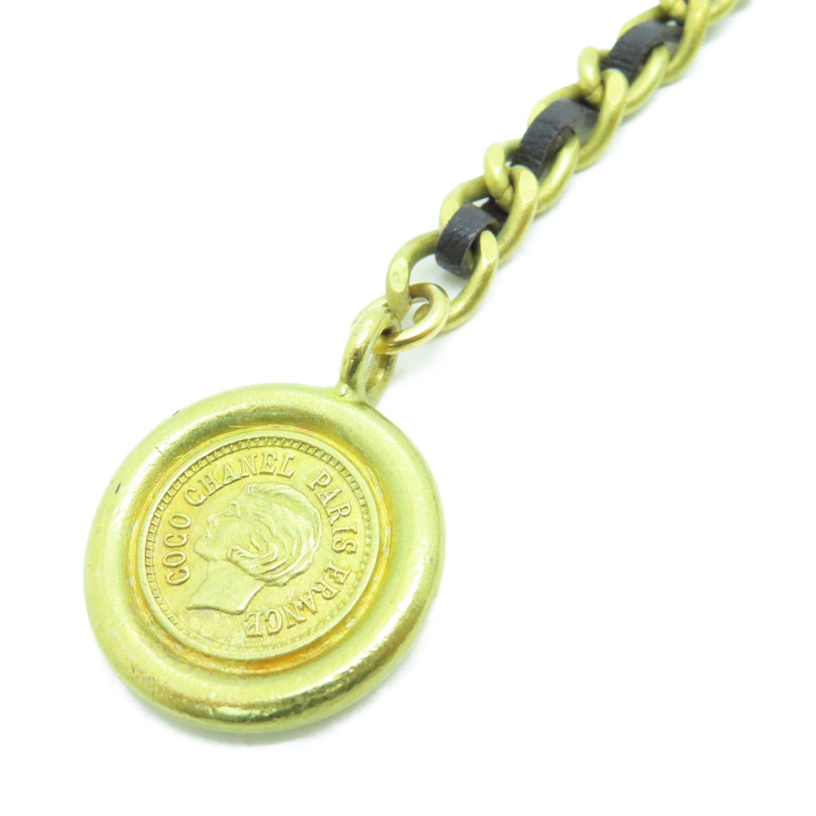 CHANEL 牛皮皮革Vintage Belt金扣皮革黑色