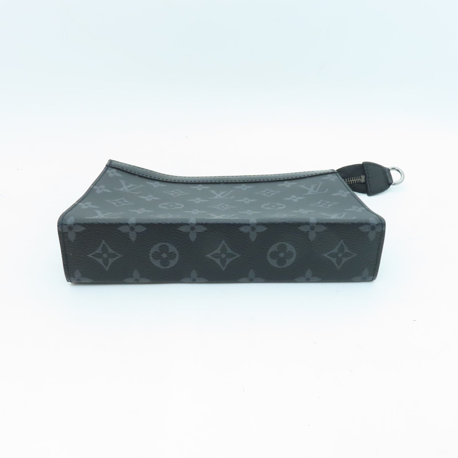 LOUIS VUITTON Monogram Eclipse Gaston Silver Buckle Shoulder Bag Black