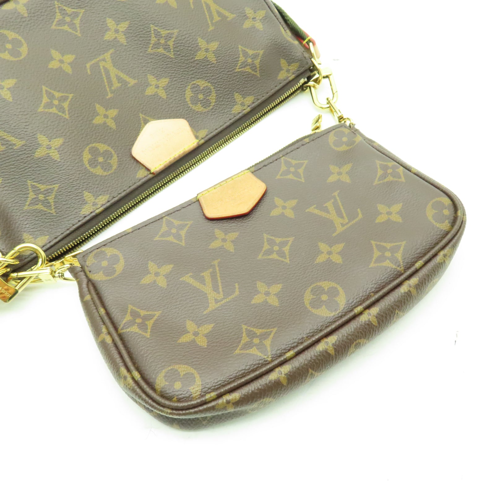 LOUIS VUITTON Monogram Multi Pochette Accessoires金扣手挽肩背兩用袋啡色