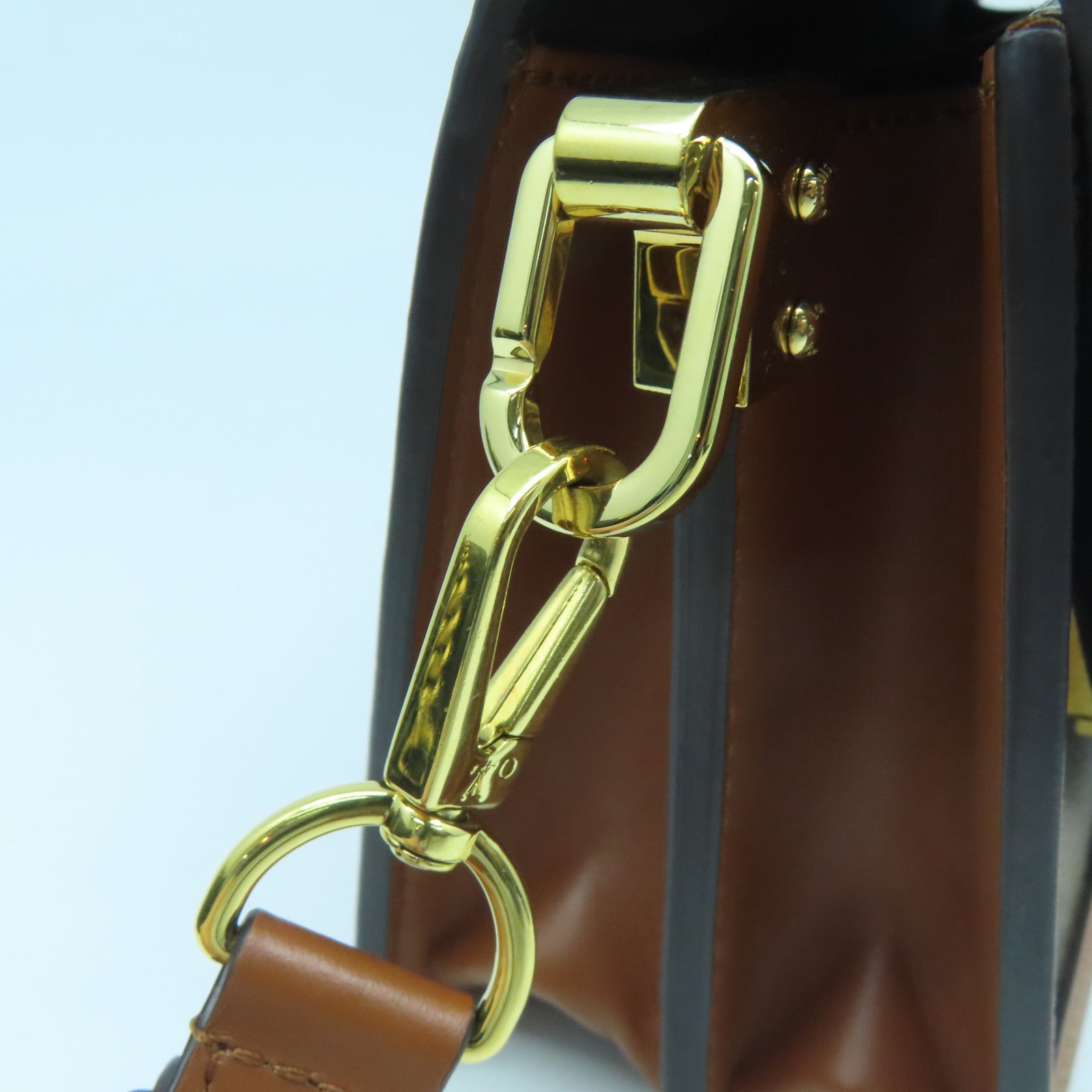 LOUIS VUITTON Monogram Mini Pauphine Gold Buckle Shoulder Bag Brown