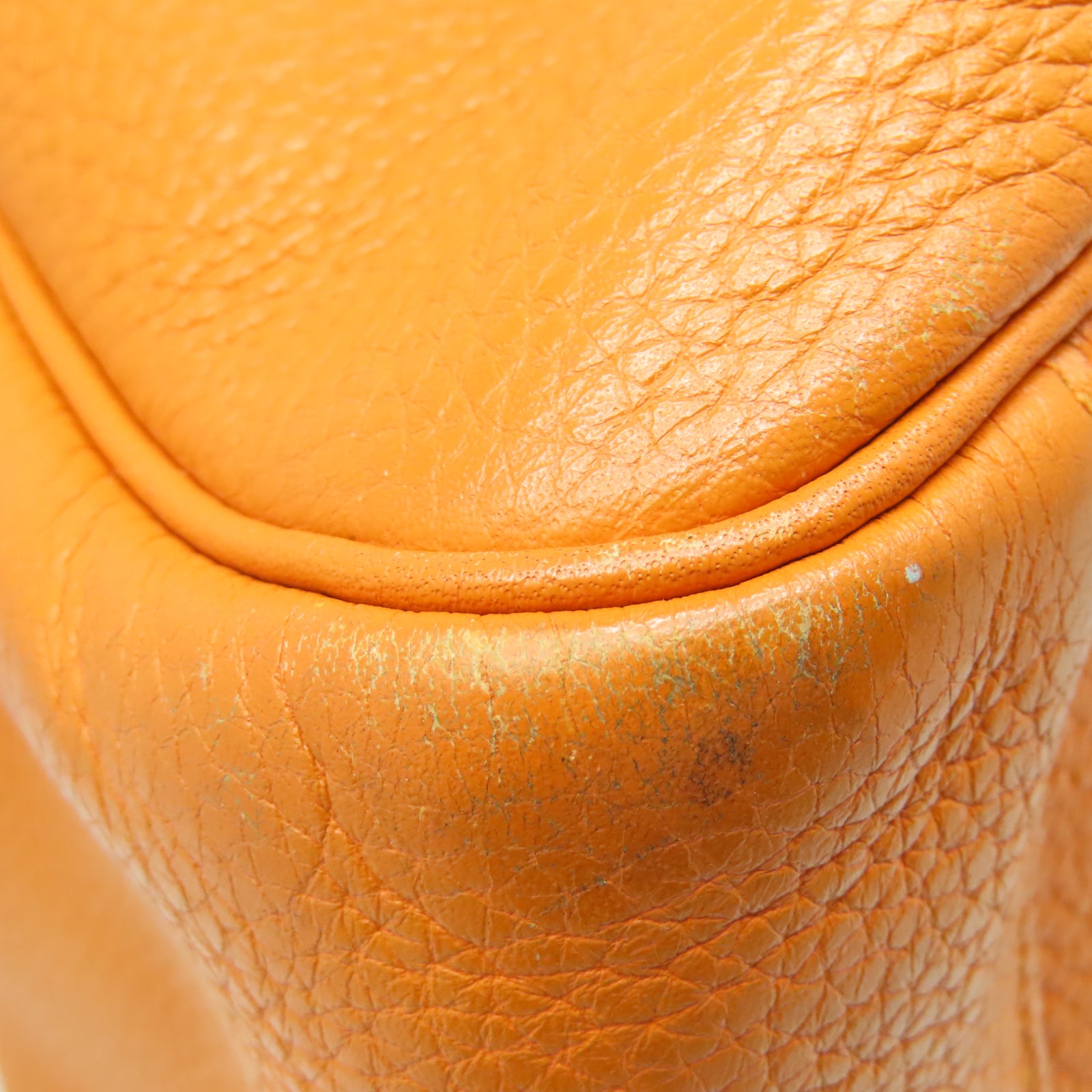 HERMES Taurillon Clemence Leather Lindy 34 Silver Buckle Handle Shoulder Bag Orange