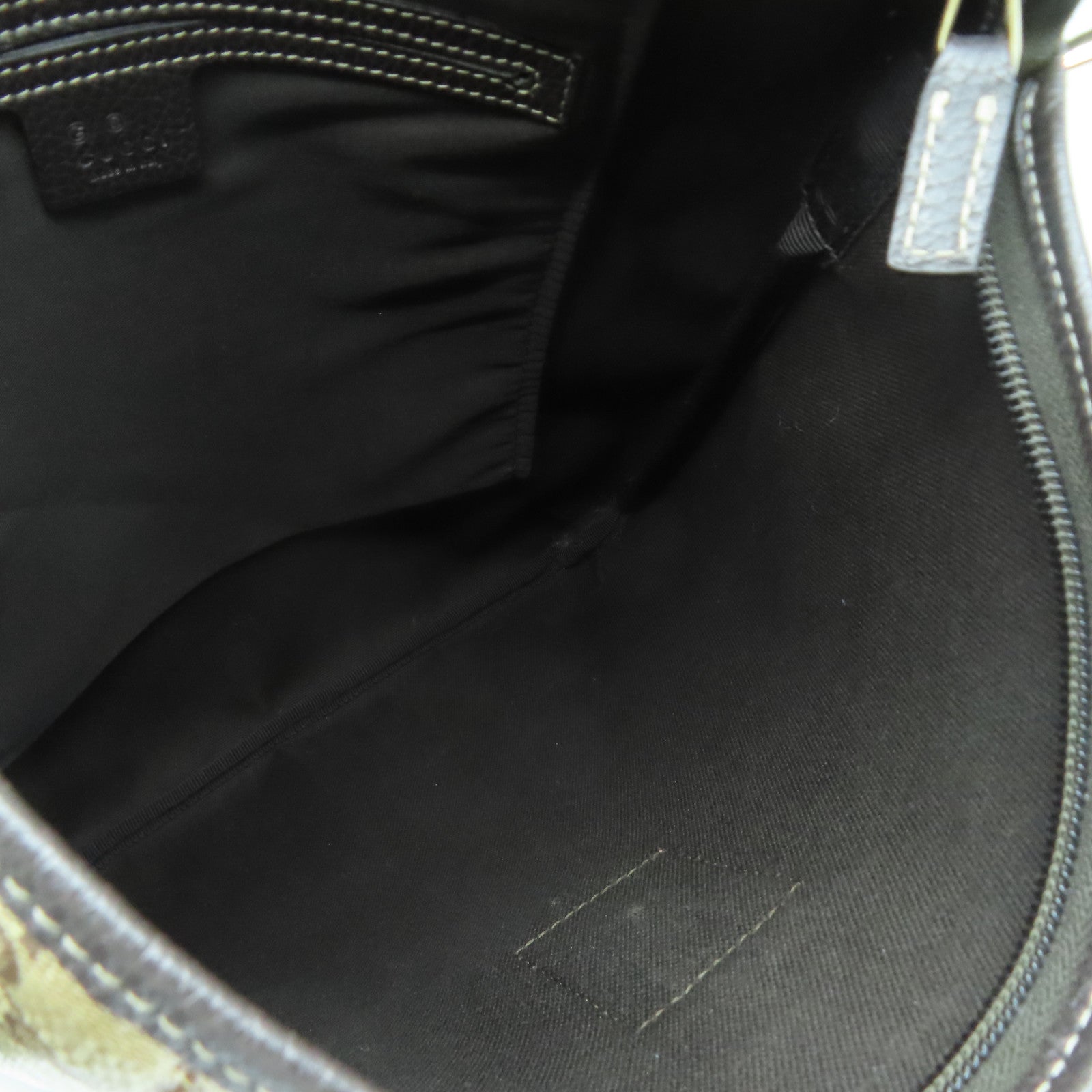 GUCCI 塗層帆布/牛皮皮革Shoulder Bag銀扣肩背袋啡色