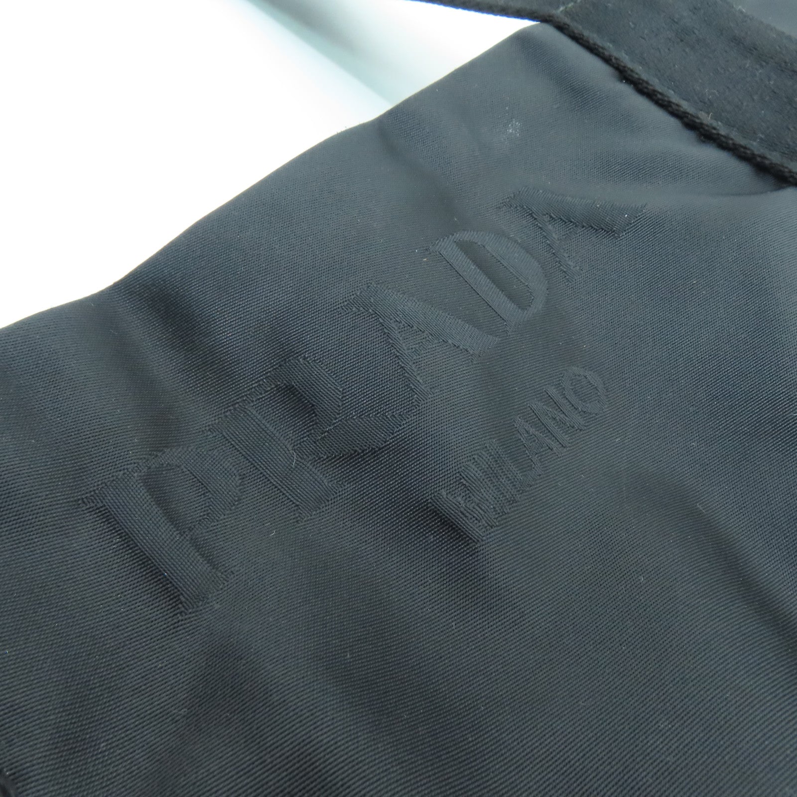 PRADA Nylon Tote Bag Silver Buckle Hand Bag Black