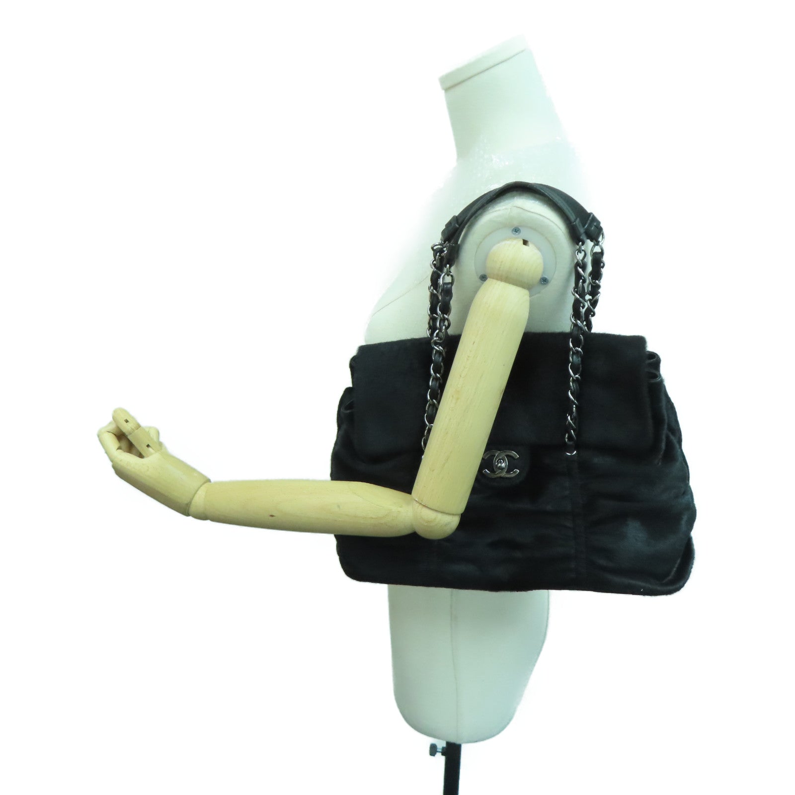 CHANEL 【激减优惠】马毛Chain Shoulder银扣链带肩背袋黑色