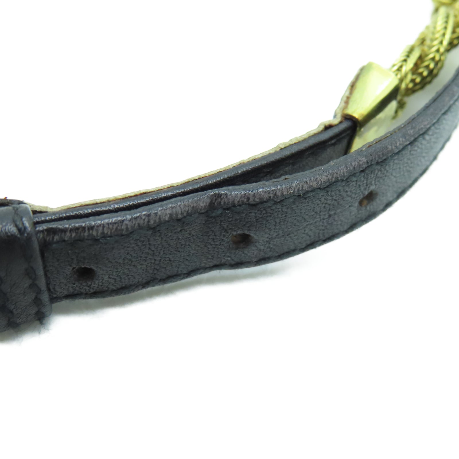 CHANEL 牛皮皮革Vintage Belt金扣皮革黑色
