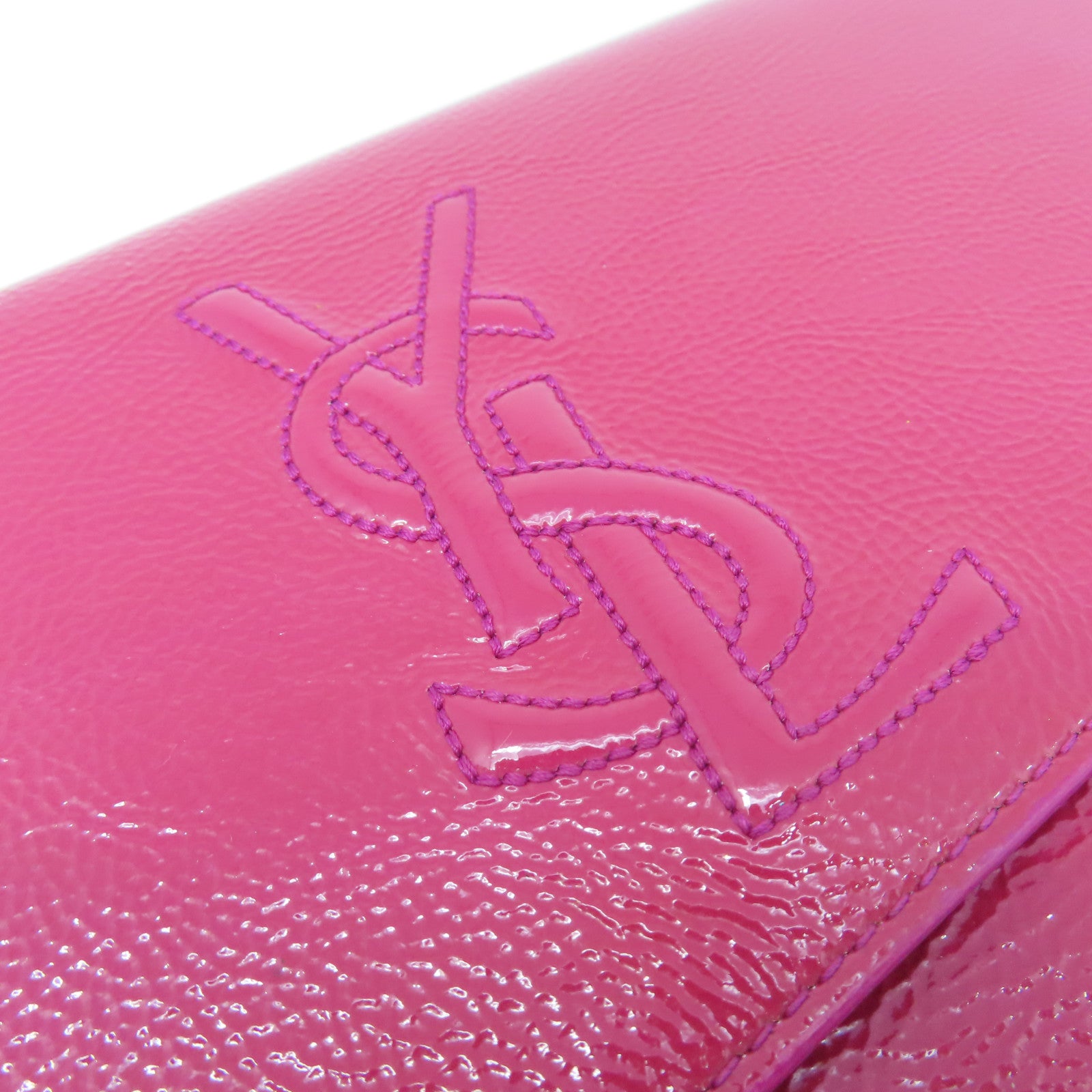 YVES SAINT LAURENT 漆皮皮革Clutch金扣手拿包粉紅色
