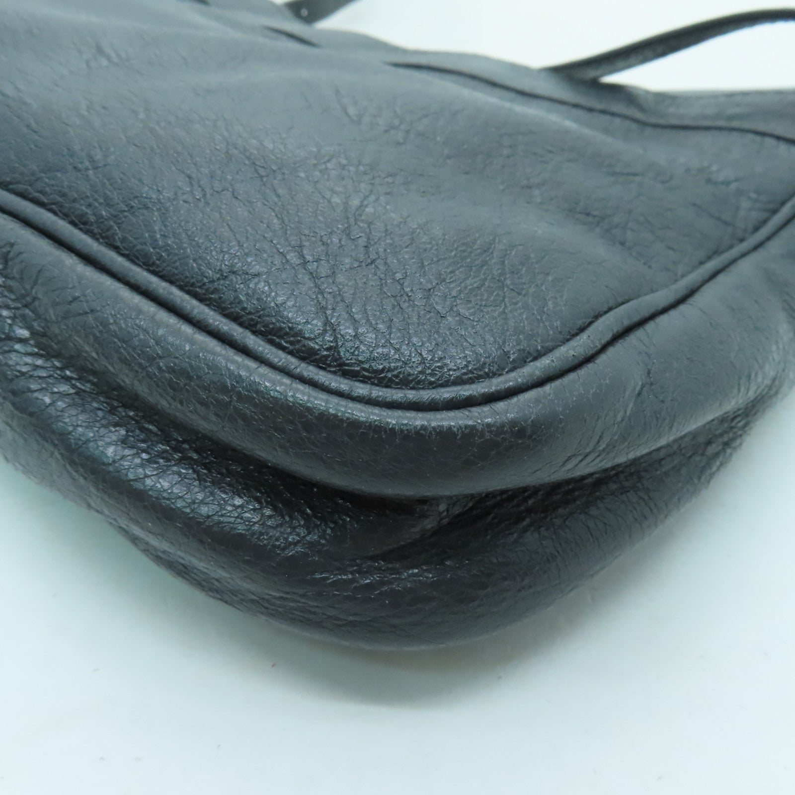 BALENCIAGA Sheepskin Leather Classic Hip Silver Buckle Shoulder Bag Dark Gray