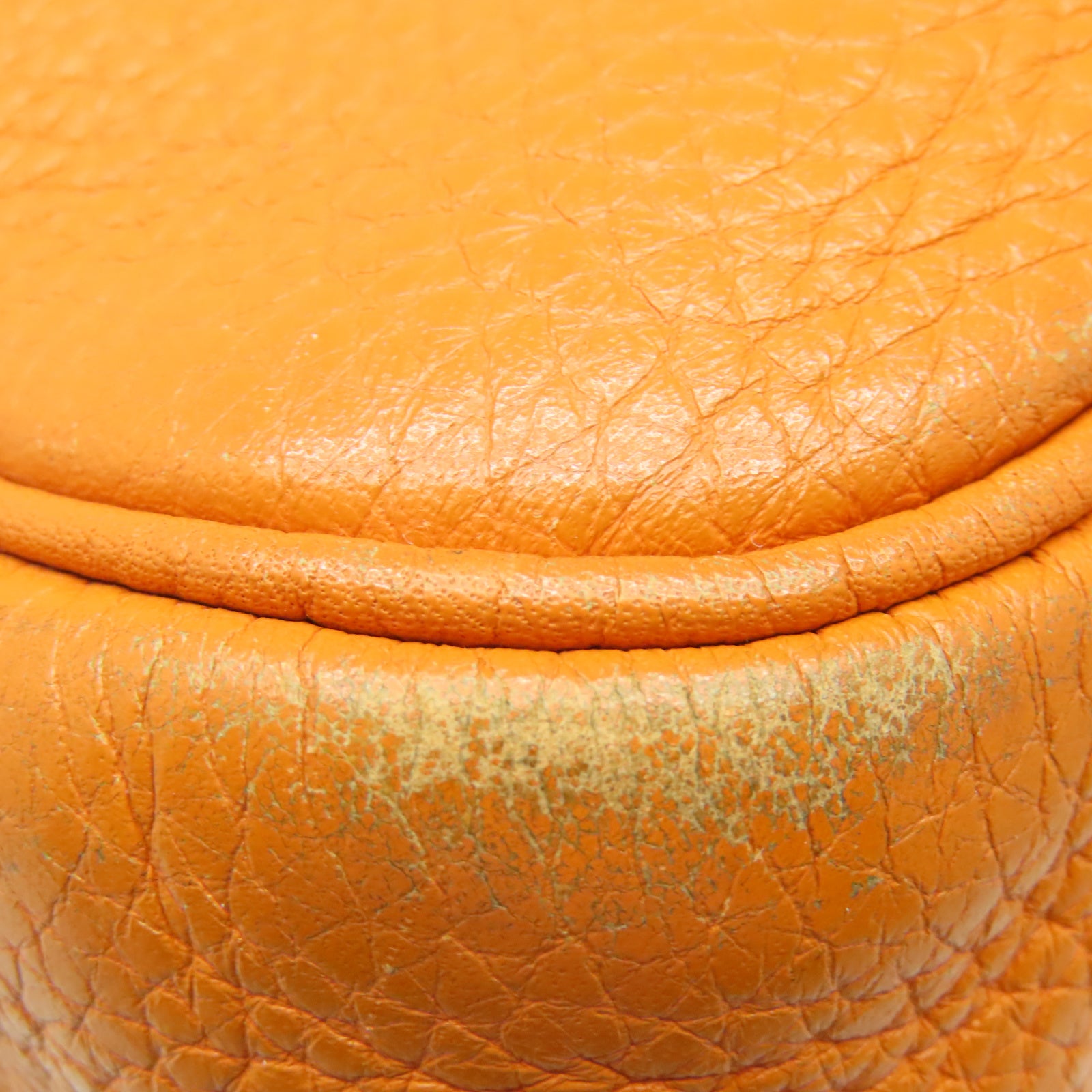 HERMES Taurillon Clemence Leather Lindy 34 Silver Buckle Handle Shoulder Bag Orange