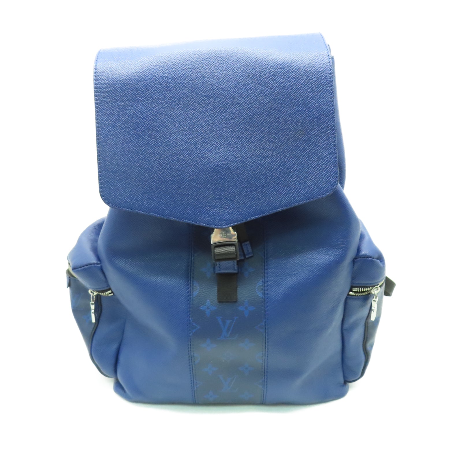 LOUIS VUITTON Taiga Rucksack銀扣背包深藍色