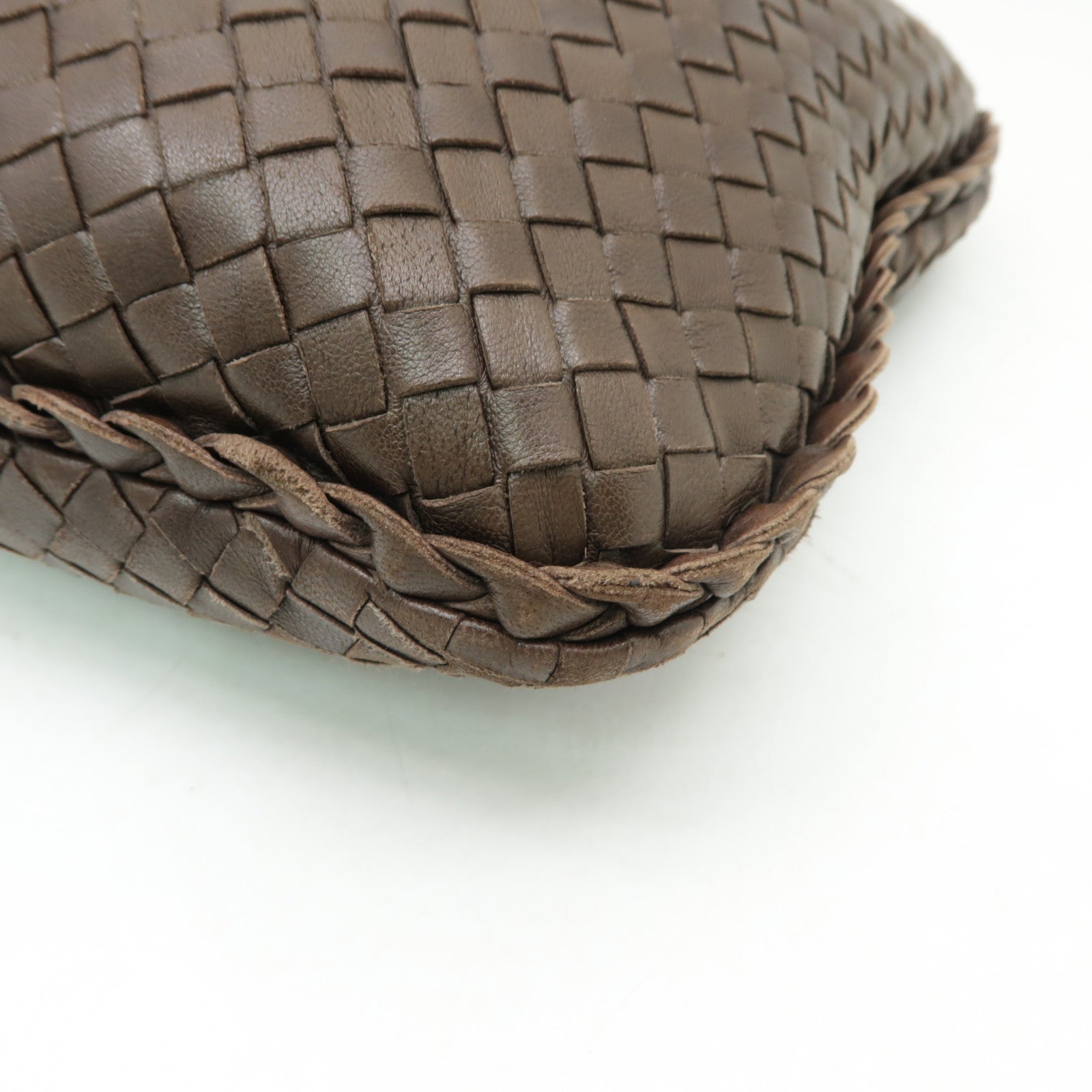 BOTTEGA VENETA 織紋皮革Shoulder Bag金扣肩背袋啡色