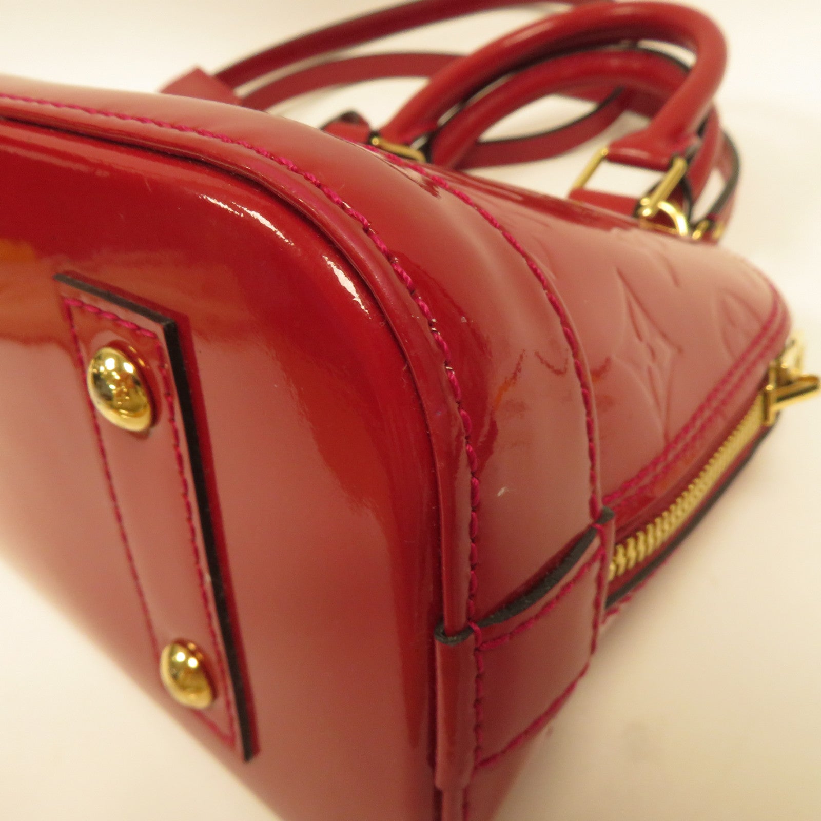 LOUIS VUITTON Monogram Vernis Alma BB金扣手挽肩背兩用袋紅色