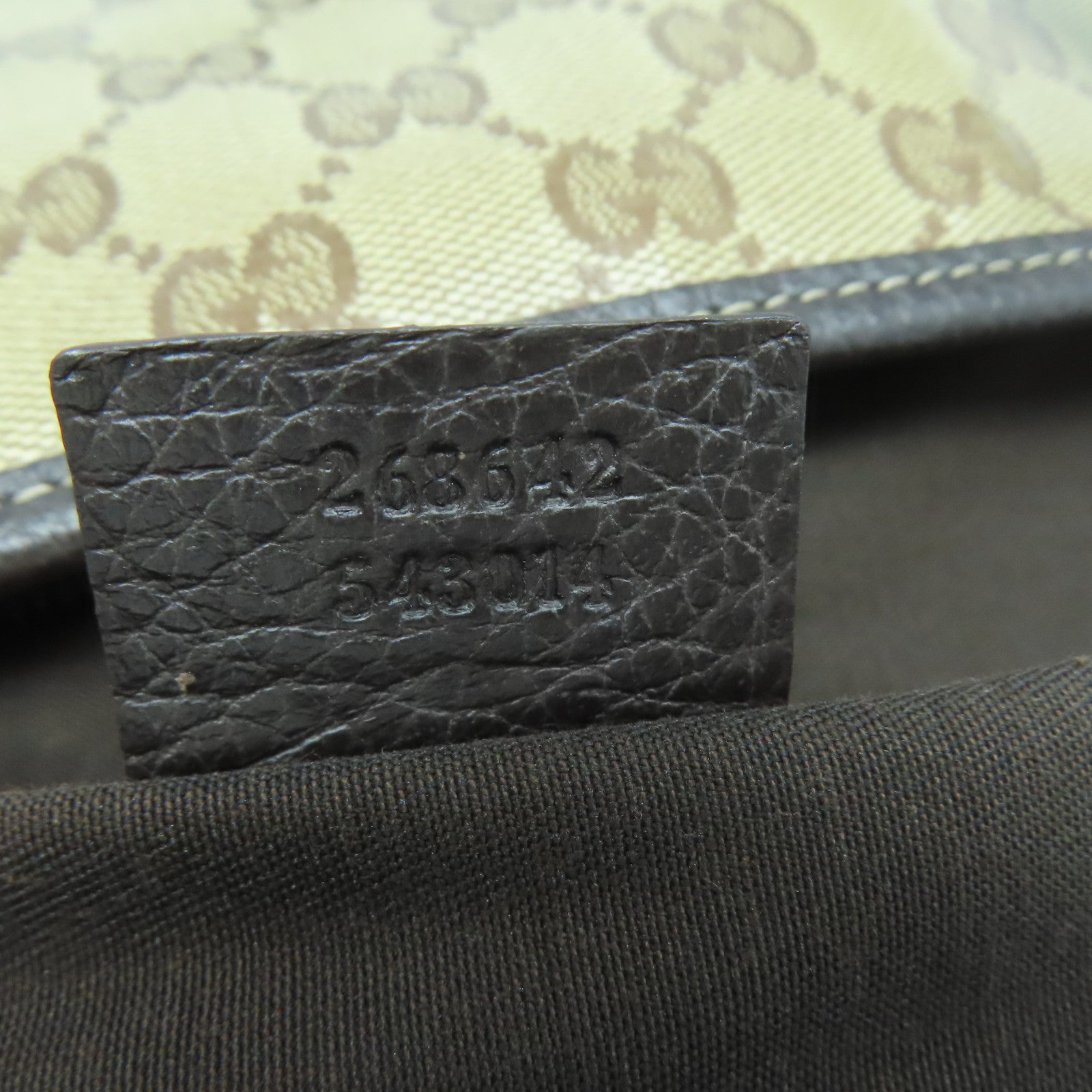 GUCCI 塗層帆布/牛皮皮革Shoulder Bag銀扣肩背袋啡色