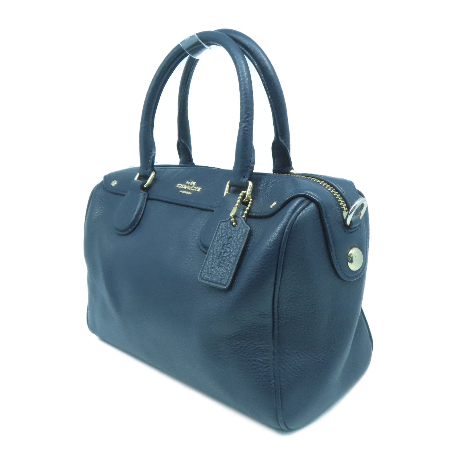 COACH 牛皮皮革2 Way Shoulder Bga金扣手挽肩背兩用袋深藍色