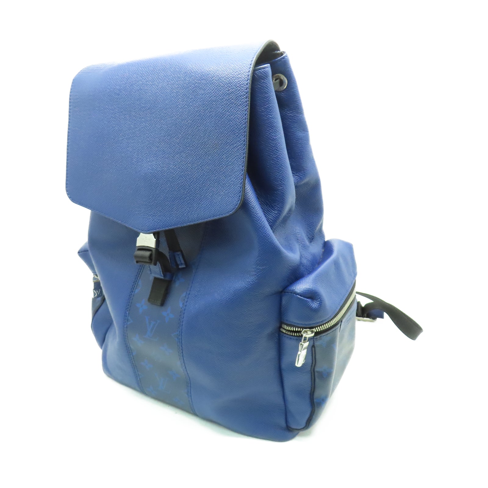 LOUIS VUITTON Taiga Rucksack銀扣背包深藍色