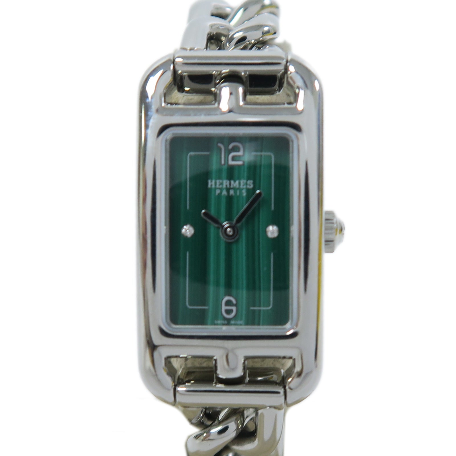 HERMES Nantucket Watch不鏽鋼手錶石英機芯綠色