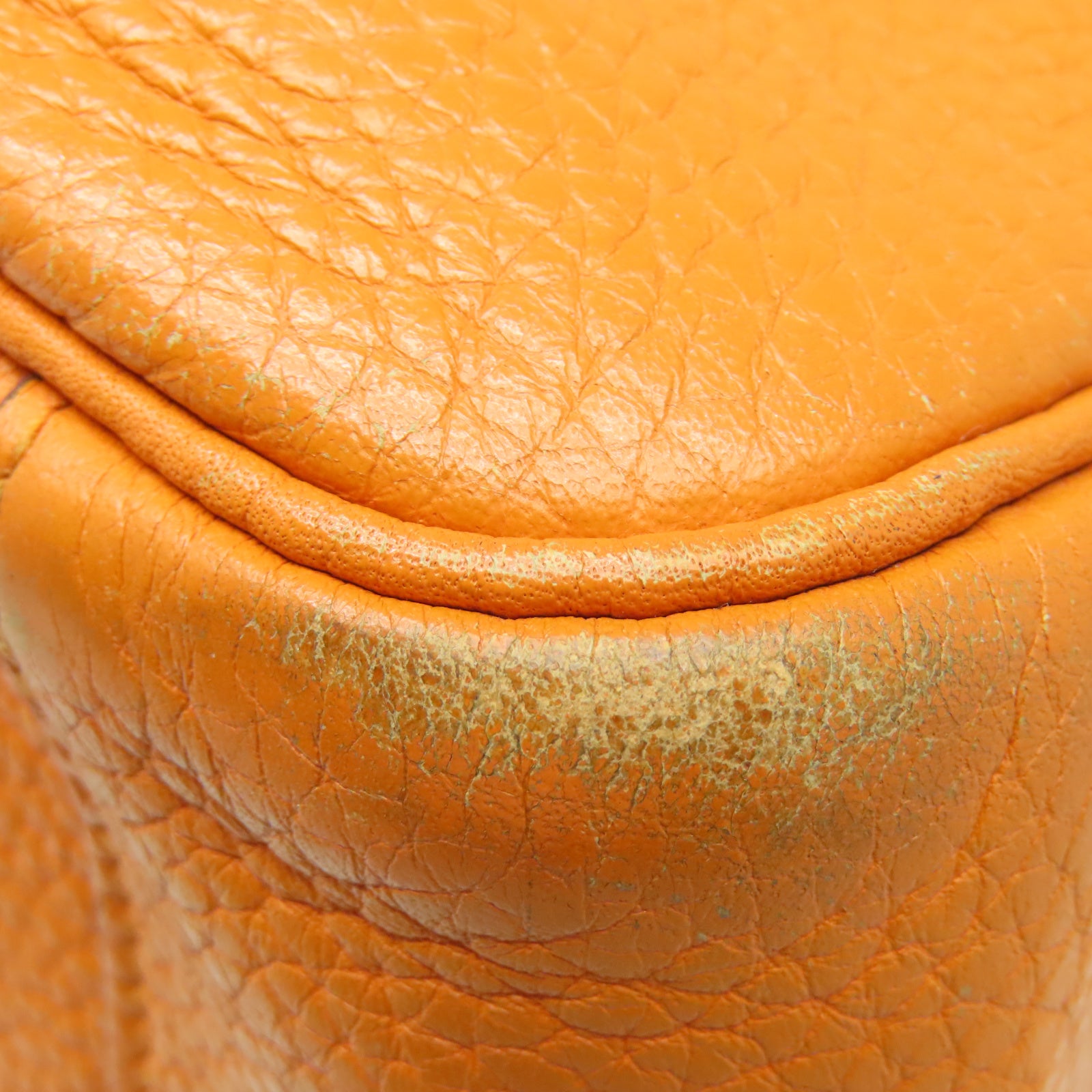HERMES Taurillon Clemence Leather Lindy 34 Silver Buckle Handle Shoulder Bag Orange