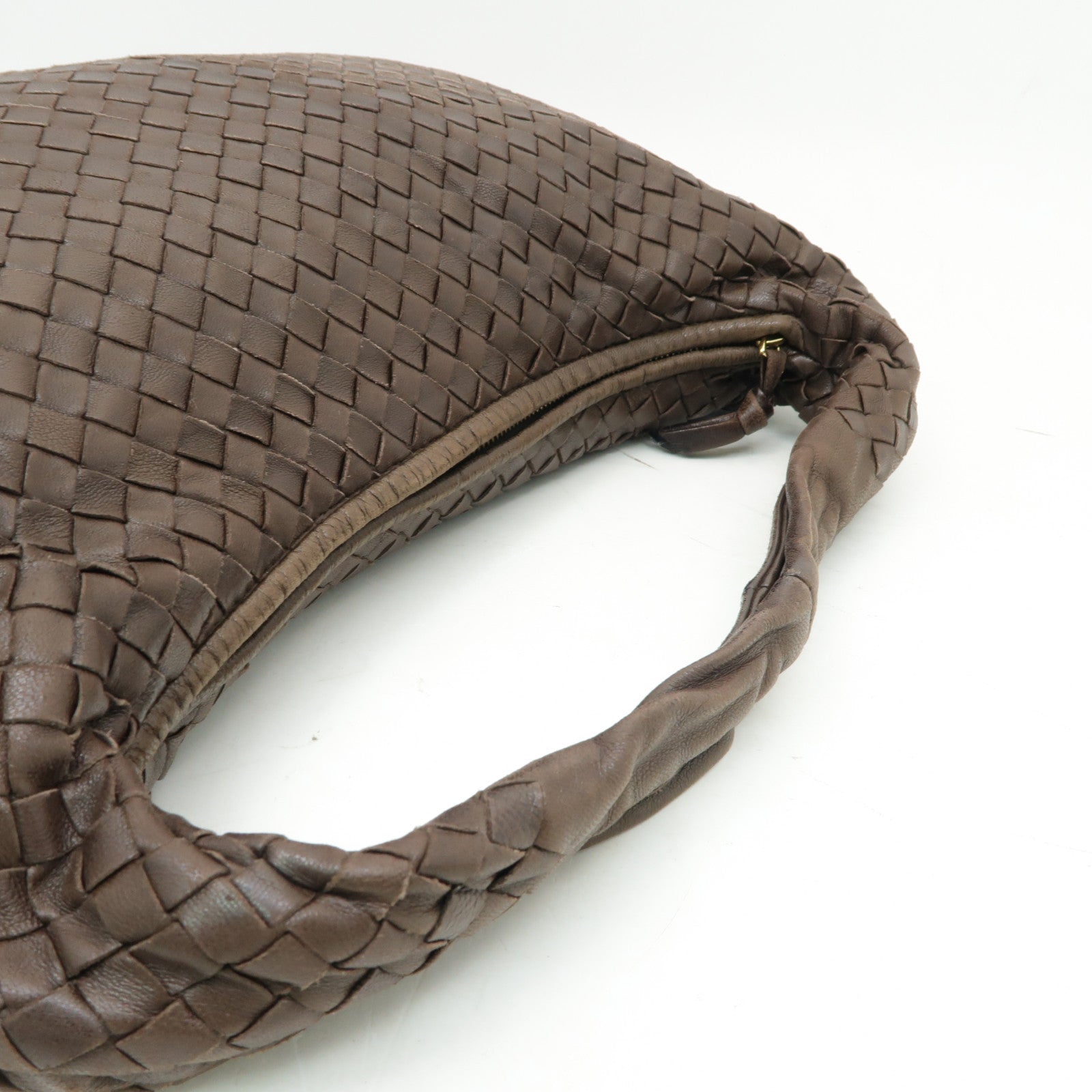 BOTTEGA VENETA 織紋皮革Shoulder Bag金扣肩背袋啡色