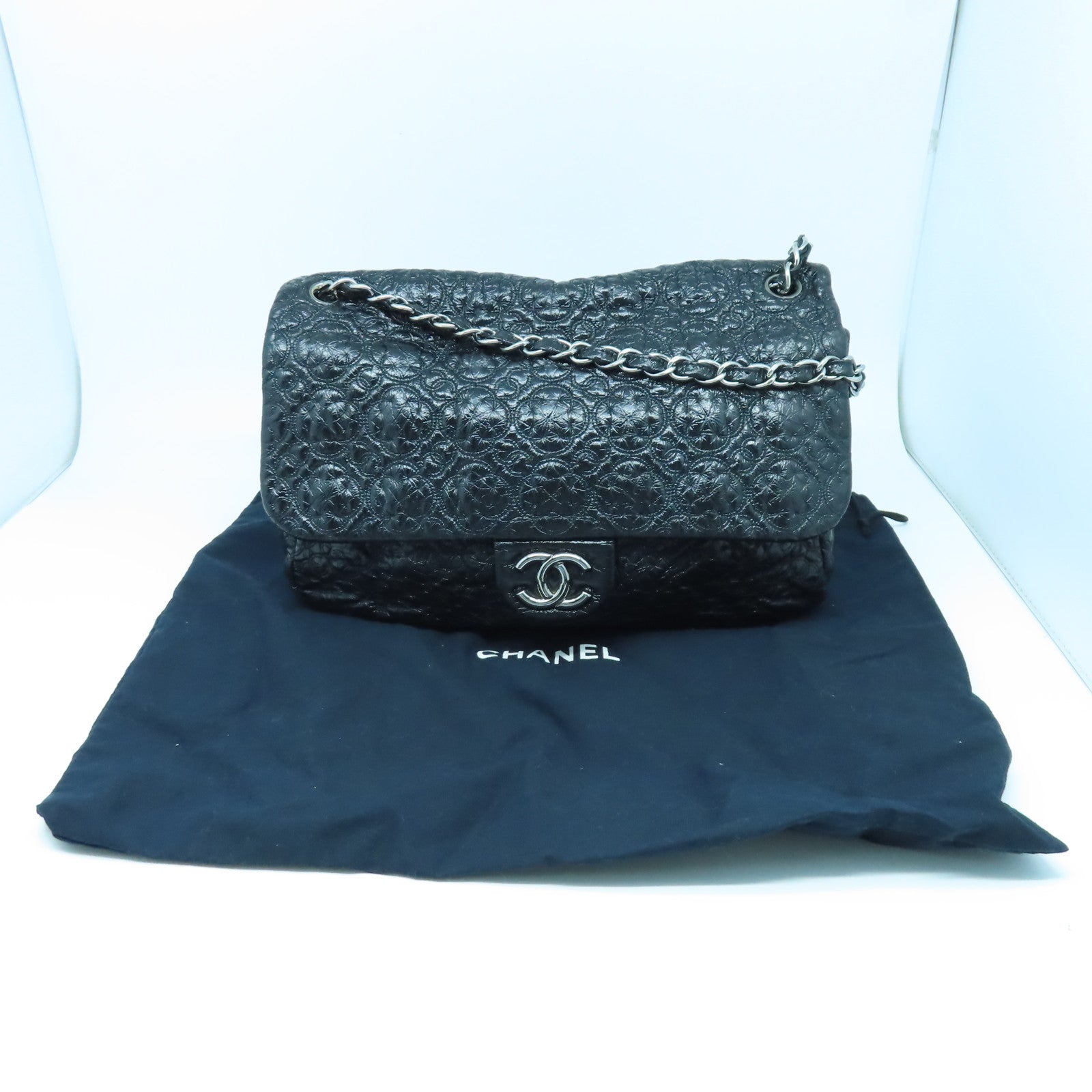 CHANEL 【激減優惠】牛皮皮革Shoulder Bag銀扣鏈帶肩背袋黑色
