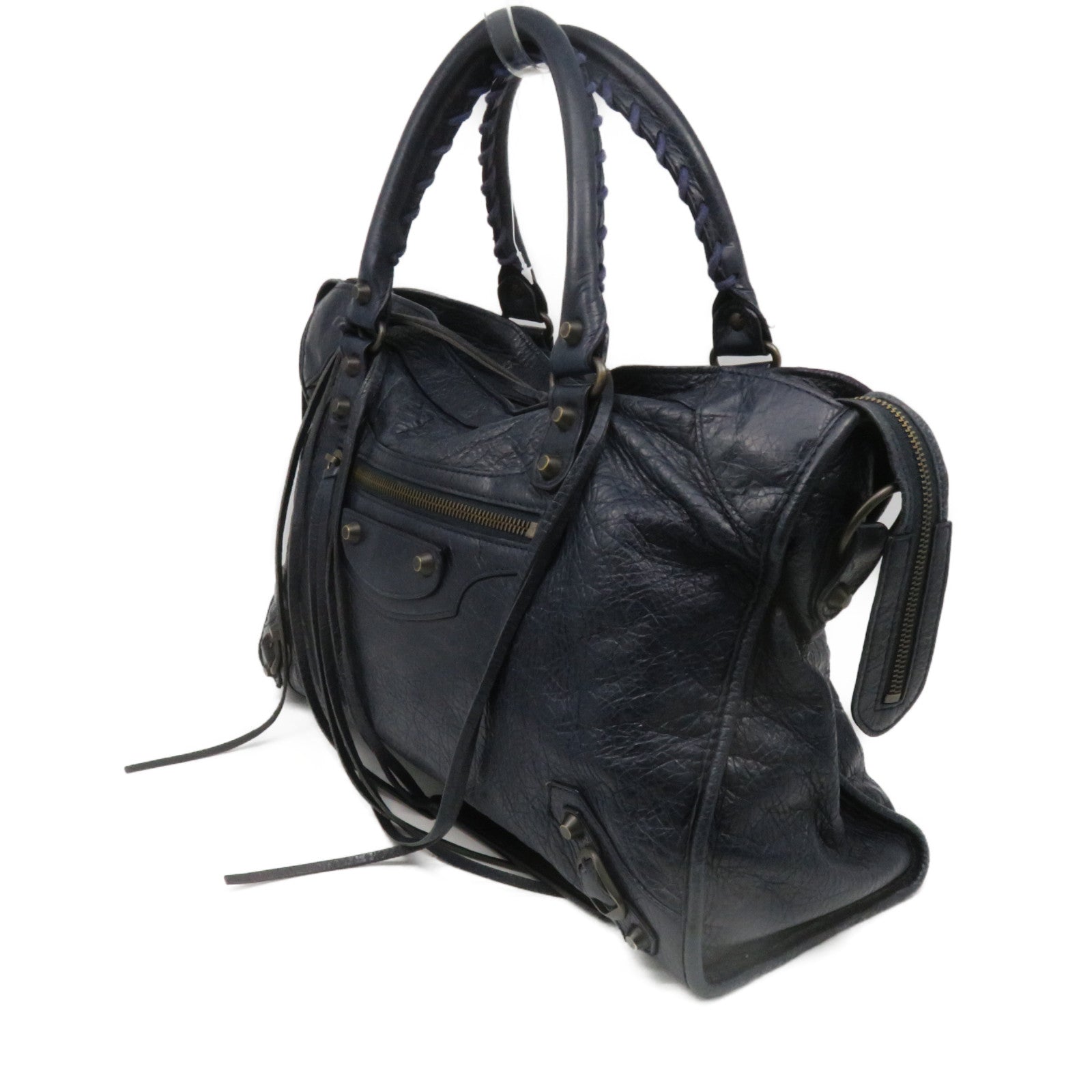 BALENCIAGA 牛皮皮革City Hand Bag肩背袋寶藍色