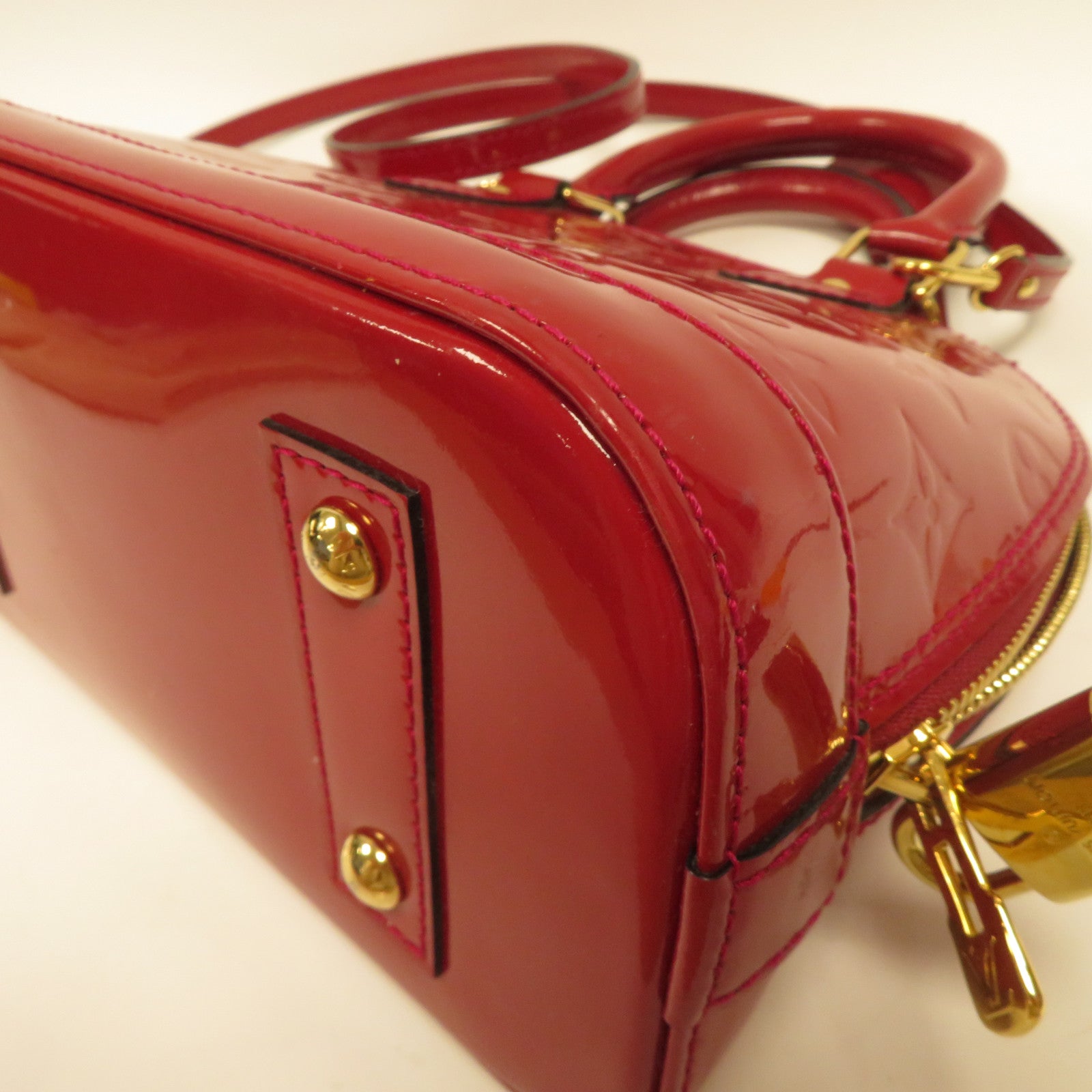 LOUIS VUITTON Monogram Vernis Alma BB金扣手挽肩背兩用袋紅色