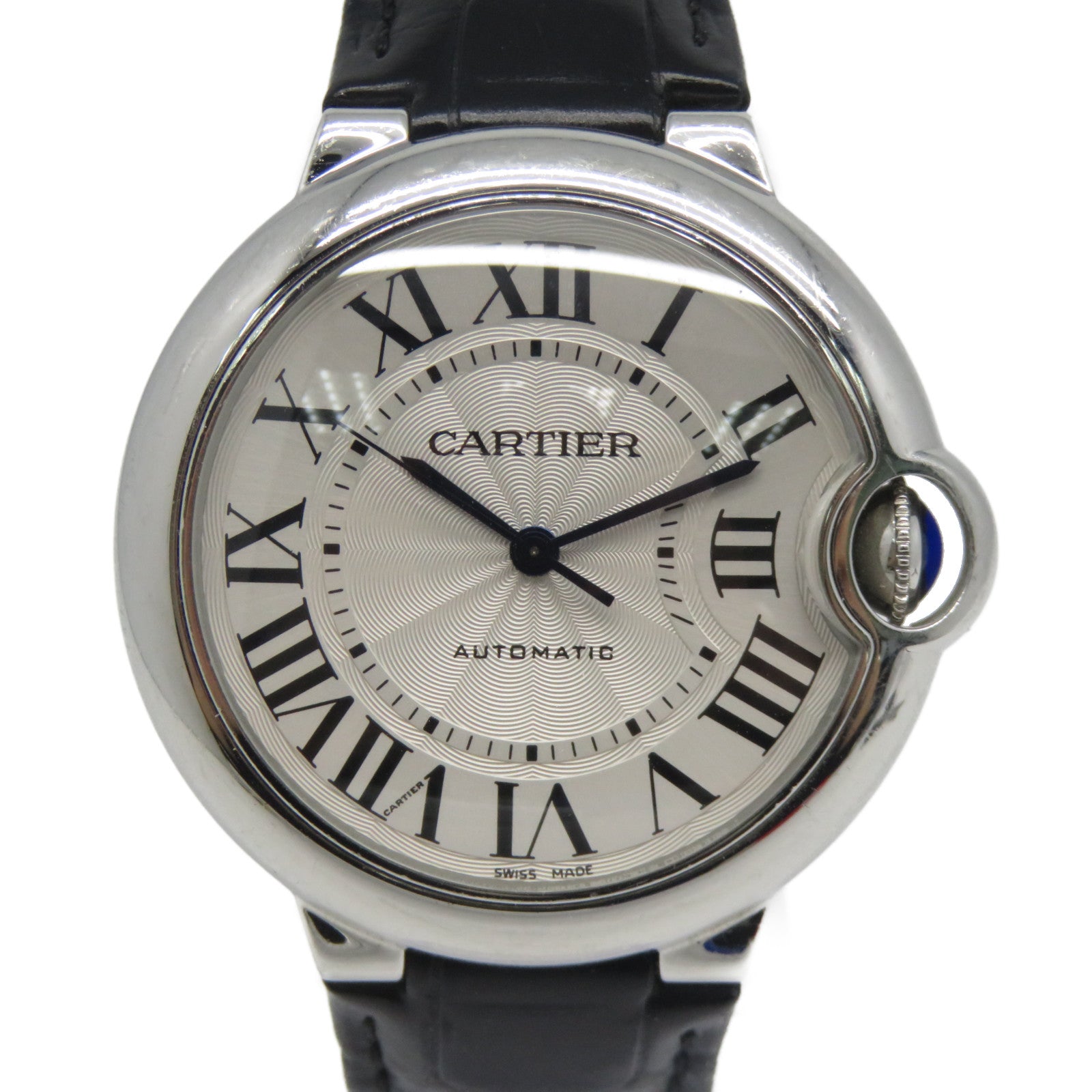 CARTIER Ballon Blue SS銀扣不鏽鋼手錶自動機芯黑色/白色